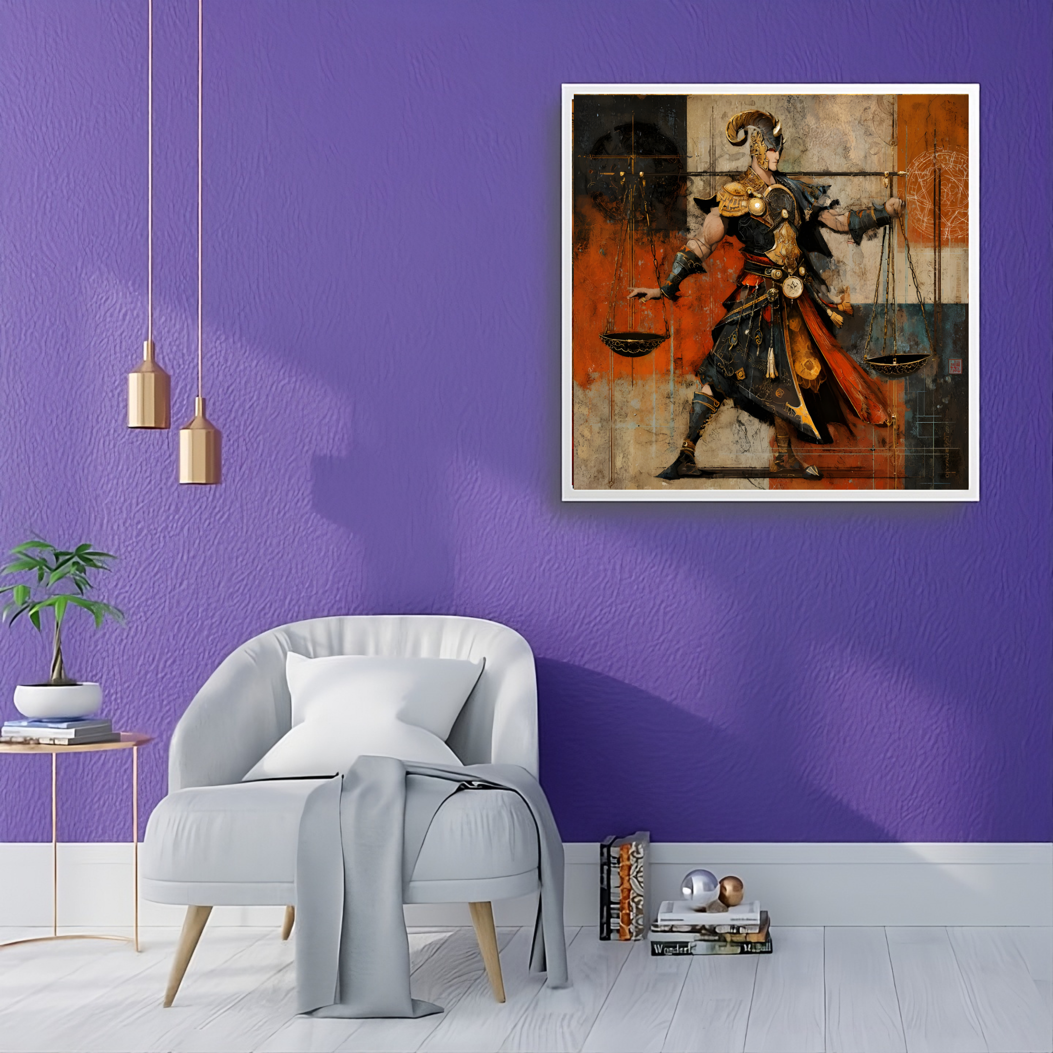 Artistic Silk Poster - Colorful Libra the Scales Astrological Zodiac Sign Print for Home &amp; Outdoor Decor product thumbnail image