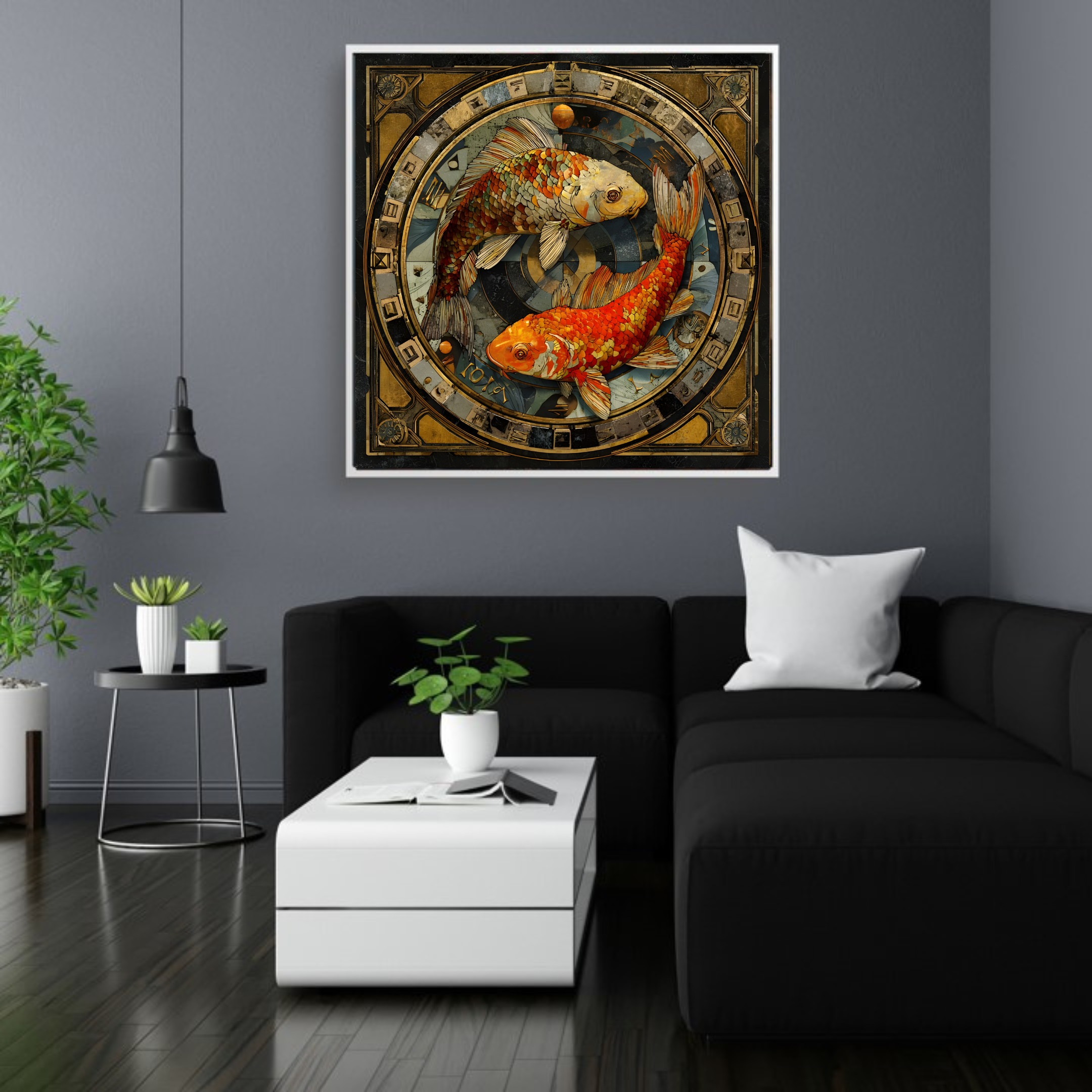 Artistic Silk Poster - Colorful Pisces the Fish Bearer Astrological Zodiac Sign Print for Home &amp; Outdoor Decor product thumbnail image