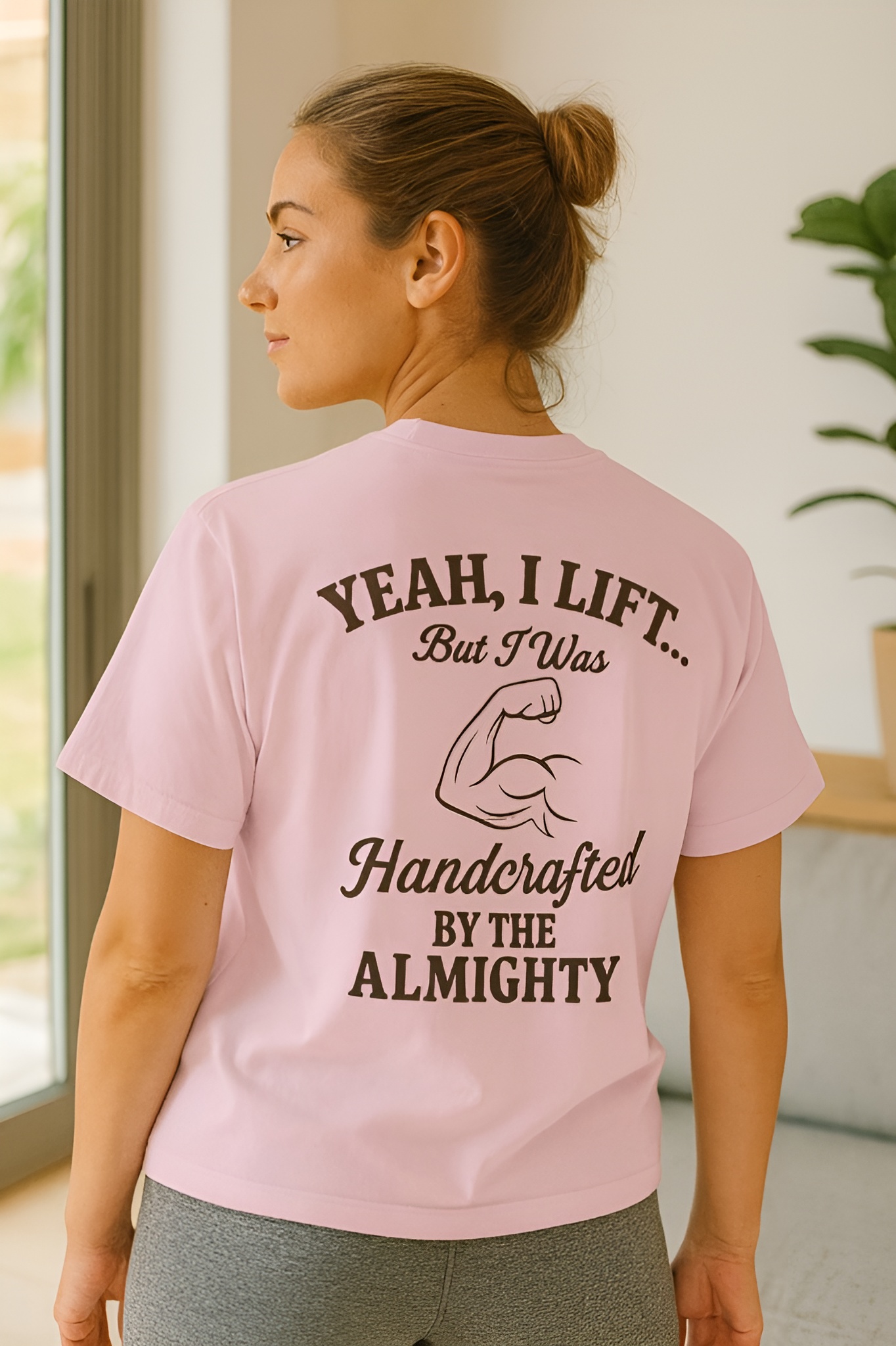 Yeah I Lift But I Was Handcrafted by the Almighty Christian Workout Shirt – Faith and Fitness Oversized Boxy Tee, Psalm 139:14 Gym Shirt, Christian Apparel for Men and Women product thumbnail image