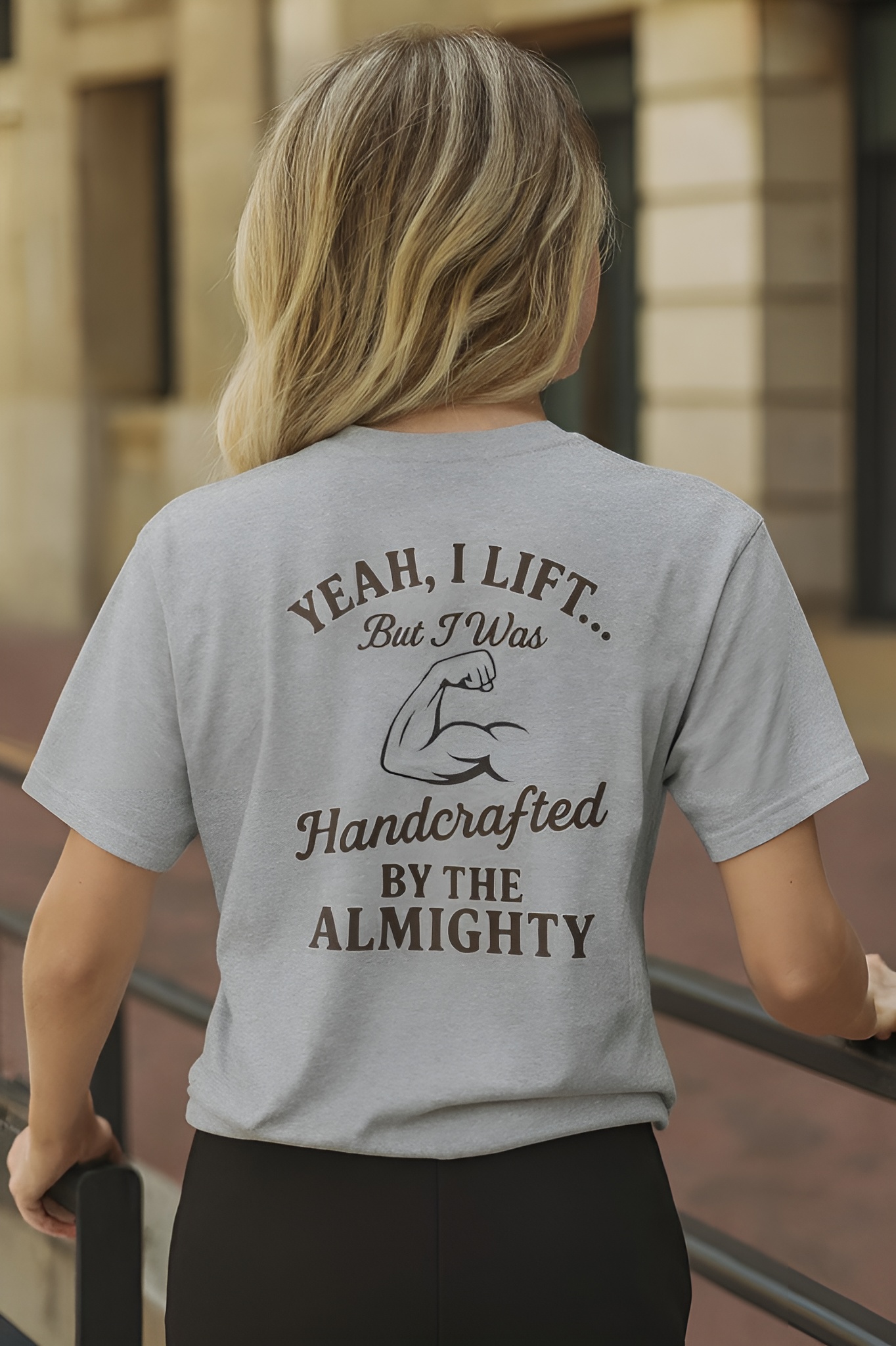 Yeah I Lift But I Was Handcrafted by the Almighty Christian Workout Shirt – Faith and Fitness Oversized Boxy Tee, Psalm 139:14 Gym Shirt, Christian Apparel for Men and Women