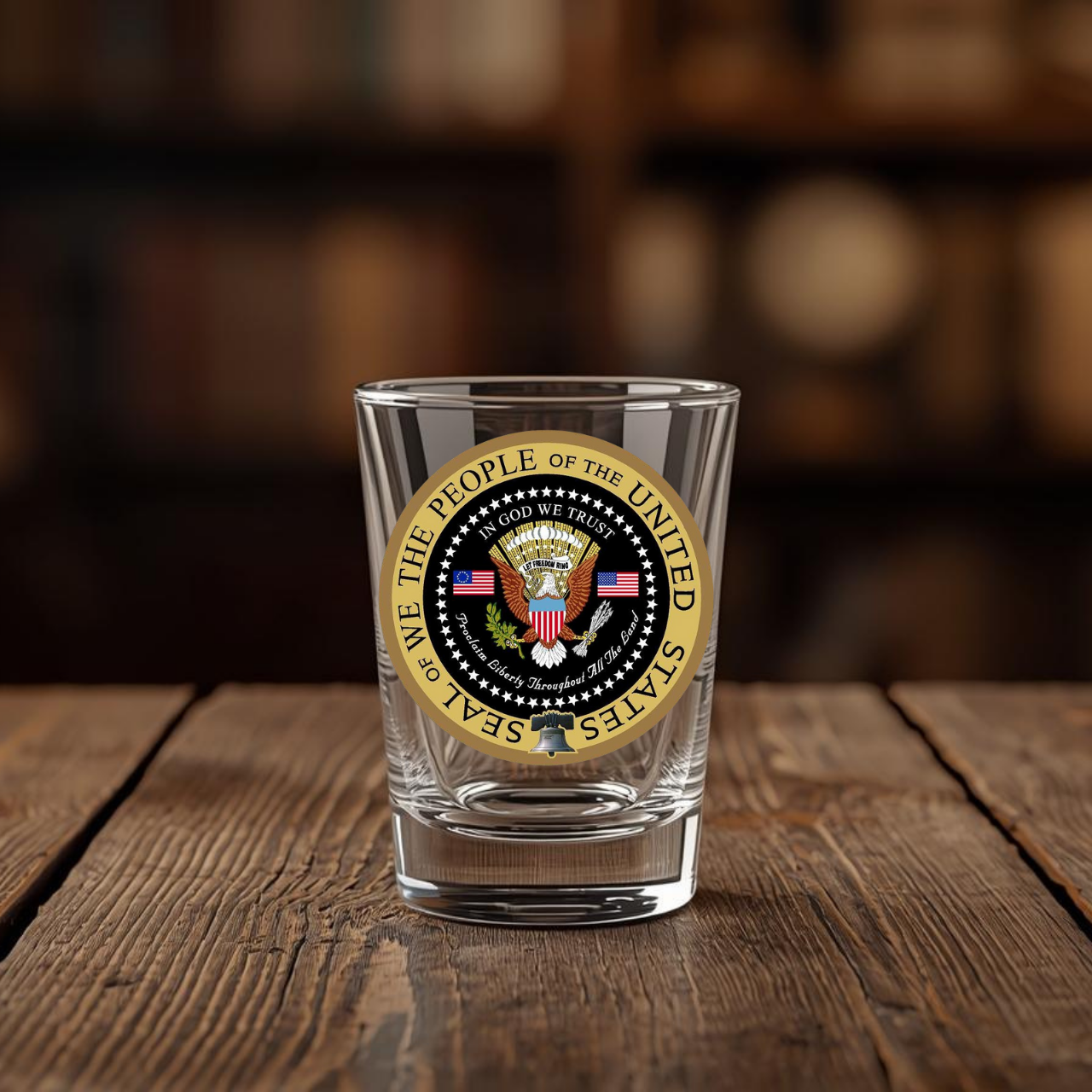 Patriotic Shot Glass | Seal of We the People | 1.5oz product thumbnail image Patriotic Shot Glass | Seal of We the People | 1.5oz product thumbnail image
