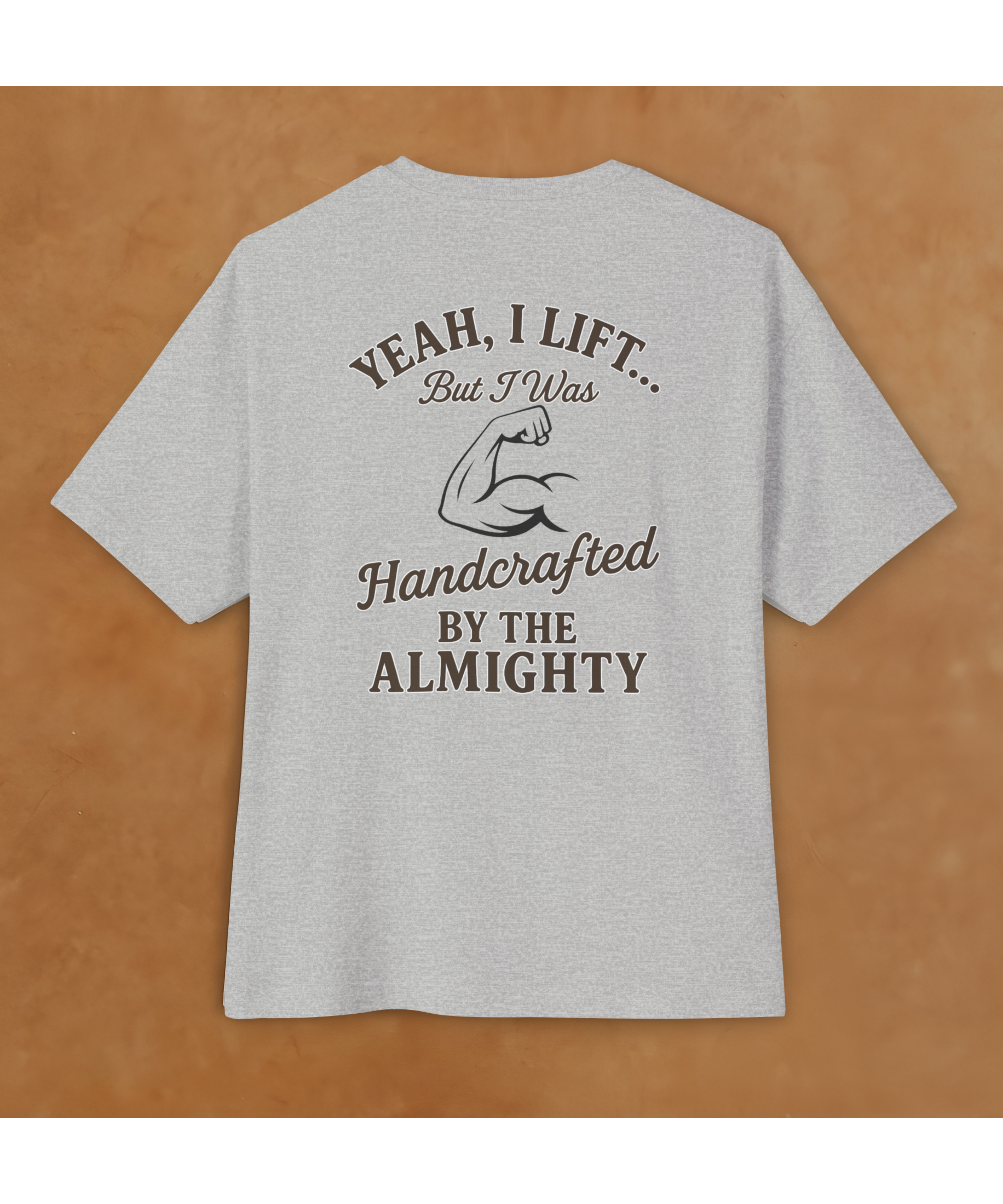 Yeah I Lift But I Was Handcrafted by the Almighty Christian Workout Shirt – Faith and Fitness Oversized Boxy Tee, Psalm 139:14 Gym Shirt, Christian Apparel for Men and Women product thumbnail image