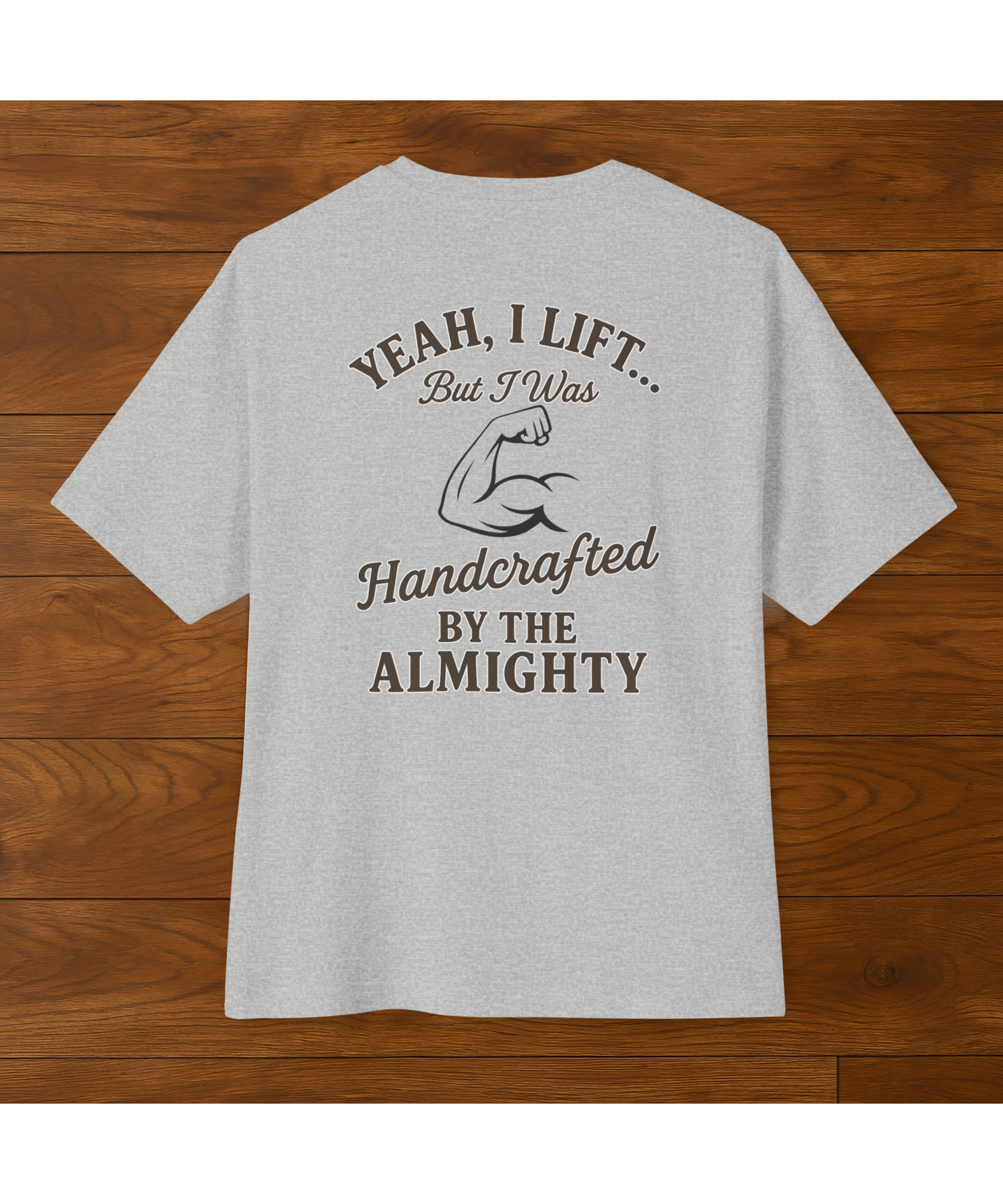 Yeah I Lift But I Was Handcrafted by the Almighty Christian Workout Shirt – Faith and Fitness Oversized Boxy Tee, Psalm 139:14 Gym Shirt, Christian Apparel for Men and Women product thumbnail image