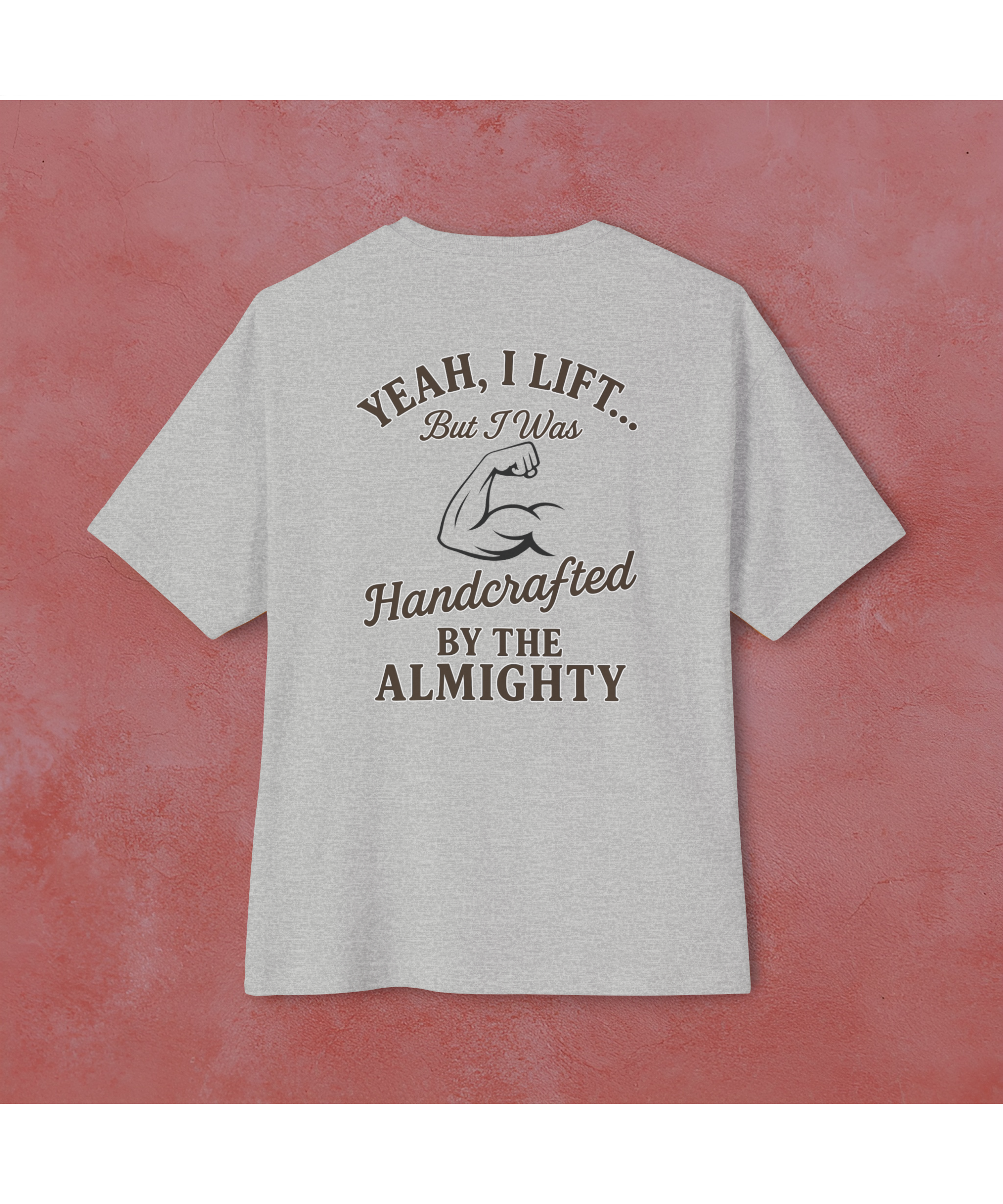 Yeah I Lift But I Was Handcrafted by the Almighty Christian Workout Shirt – Faith and Fitness Oversized Boxy Tee, Psalm 139:14 Gym Shirt, Christian Apparel for Men and Women product thumbnail image