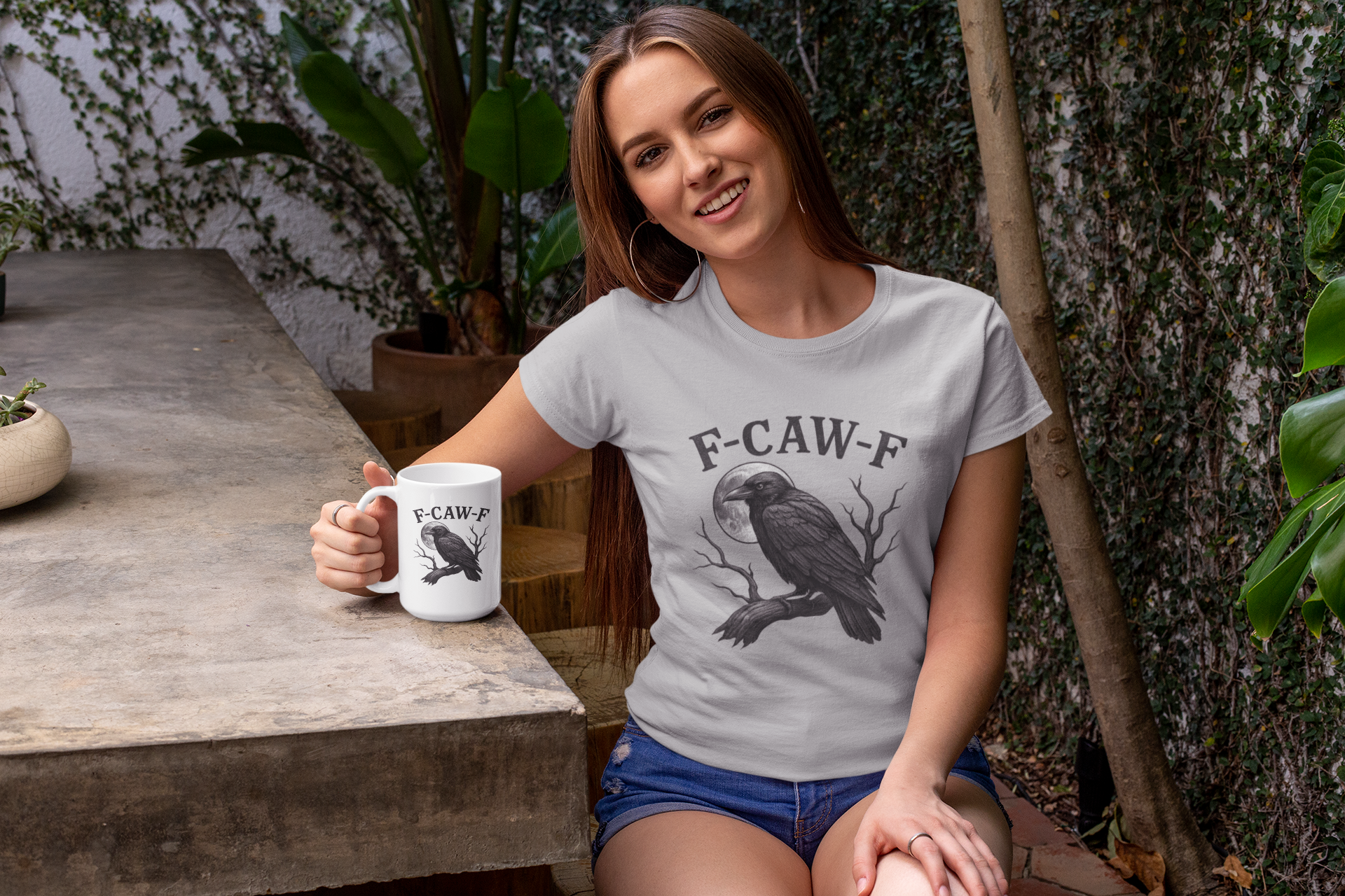 F-Caw-F Raven T-Shirt, Unisex Graphic Tee, Halloween Spirit Wear, Bird Lover Gift, Casual Streetwear, Gift for Nature Enthusiasts product thumbnail image