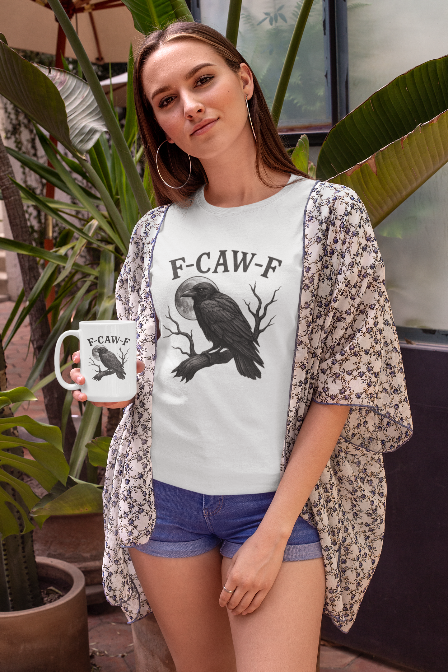 F-Caw-F Raven T-Shirt, Unisex Graphic Tee, Halloween Spirit Wear, Bird Lover Gift, Casual Streetwear, Gift for Nature Enthusiasts product thumbnail image