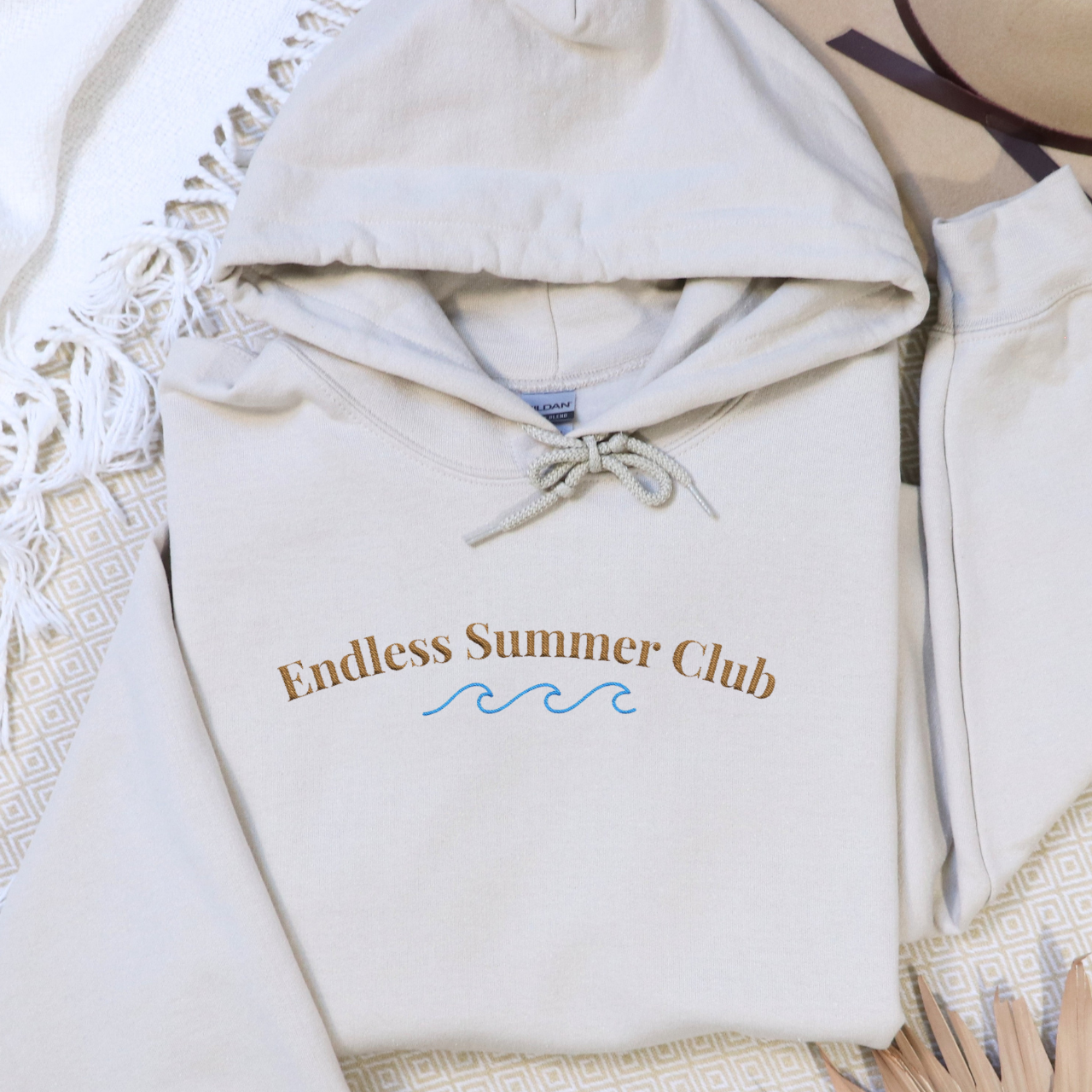 Endless Summer Club Embroidered Hoodie | Beachy Minimalist Sweatshirt product thumbnail image