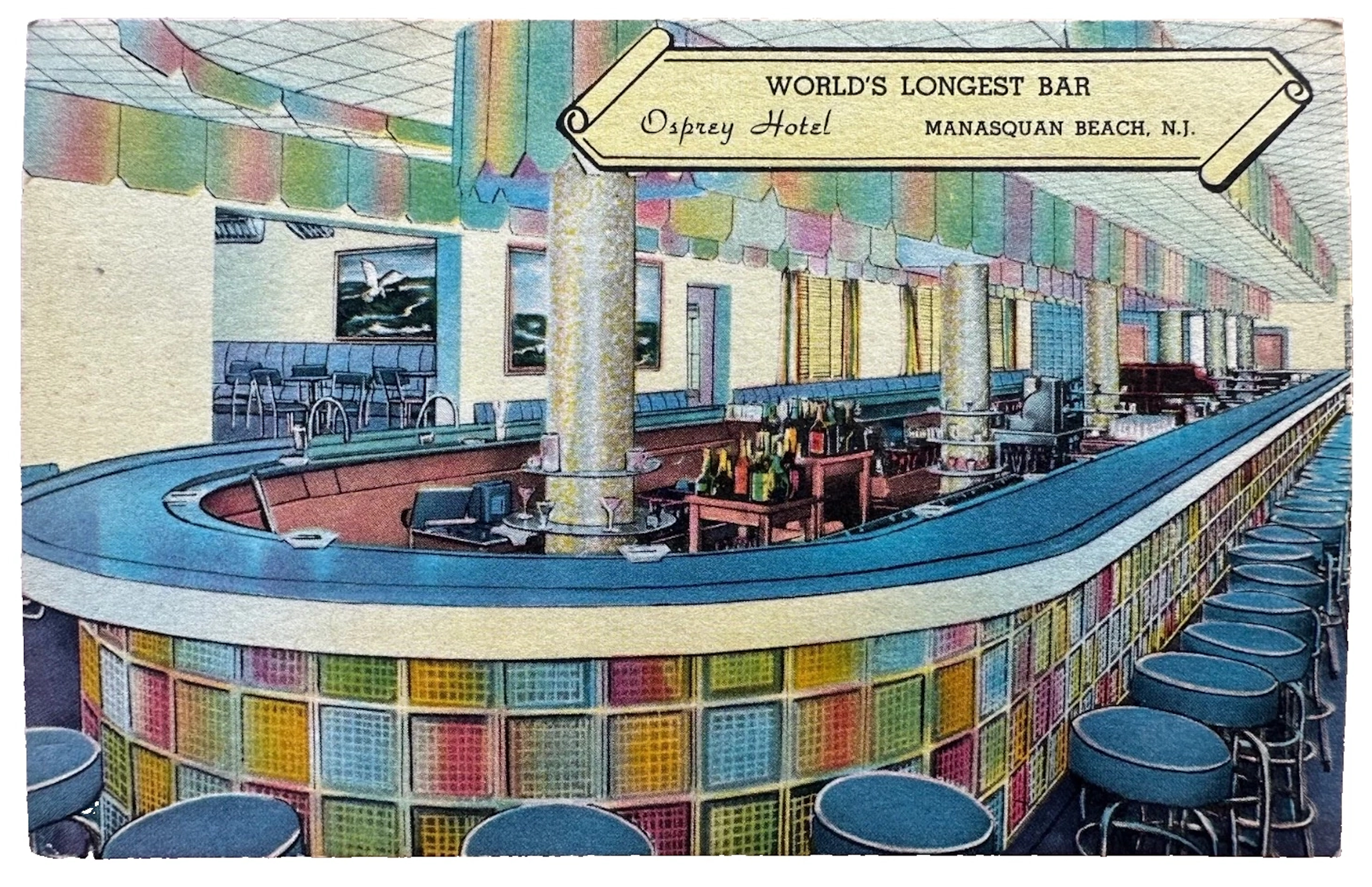 The Osprey, Manasquan, NJ c1950s the world's longest bar product thumbnail image The Osprey, Manasquan, NJ c1950s the world's longest bar product thumbnail image