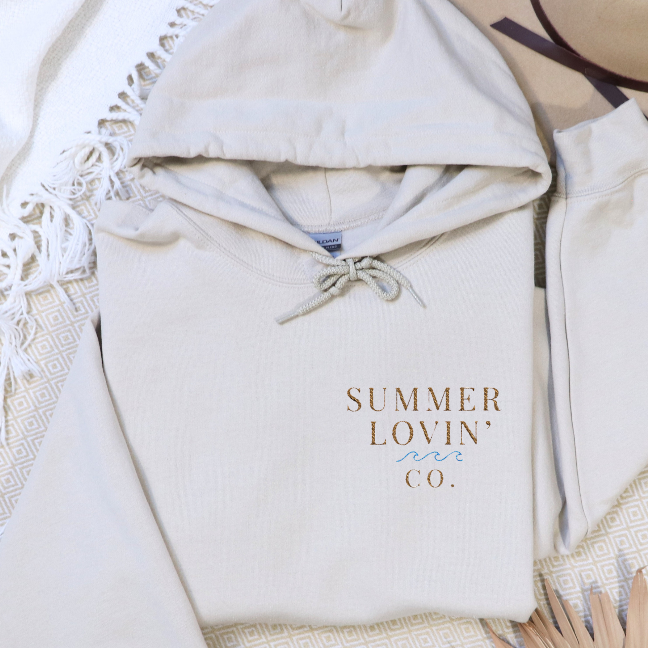 Summer Lovin’ Co. Embroidered Hoodie | Coastal Minimalist Sweatshirt product thumbnail image Summer Lovin’ Co. Embroidered Hoodie | Coastal Minimalist Sweatshirt product thumbnail image