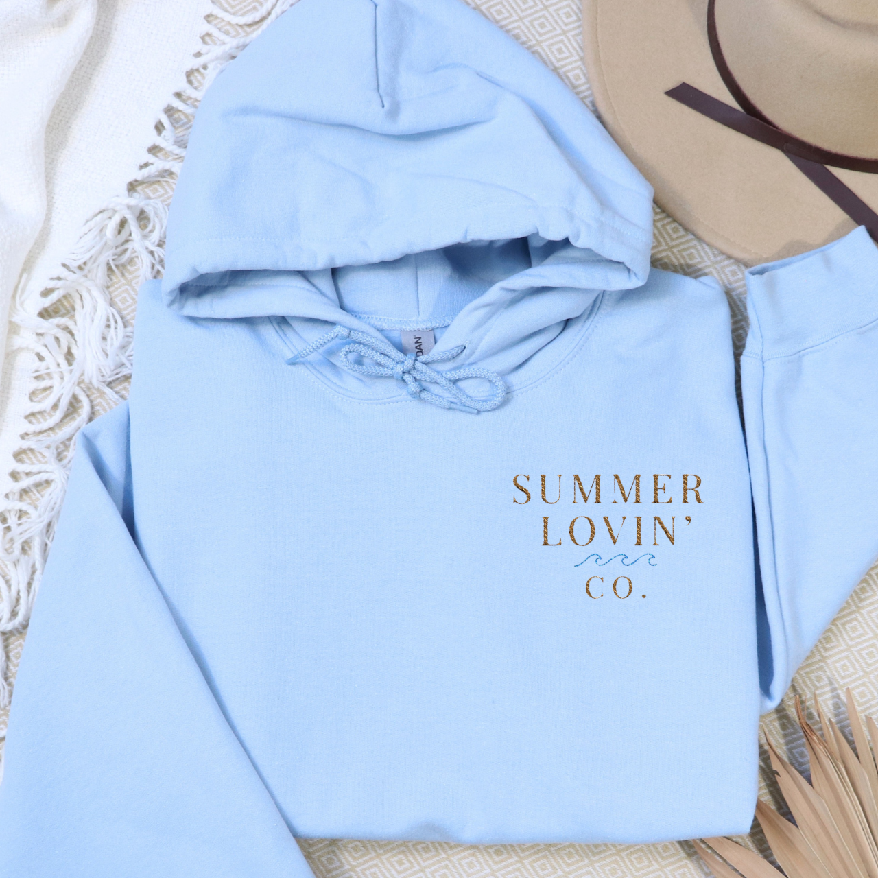 Summer Lovin’ Co. Embroidered Hoodie | Coastal Minimalist Sweatshirt product thumbnail image Summer Lovin’ Co. Embroidered Hoodie | Coastal Minimalist Sweatshirt product thumbnail image