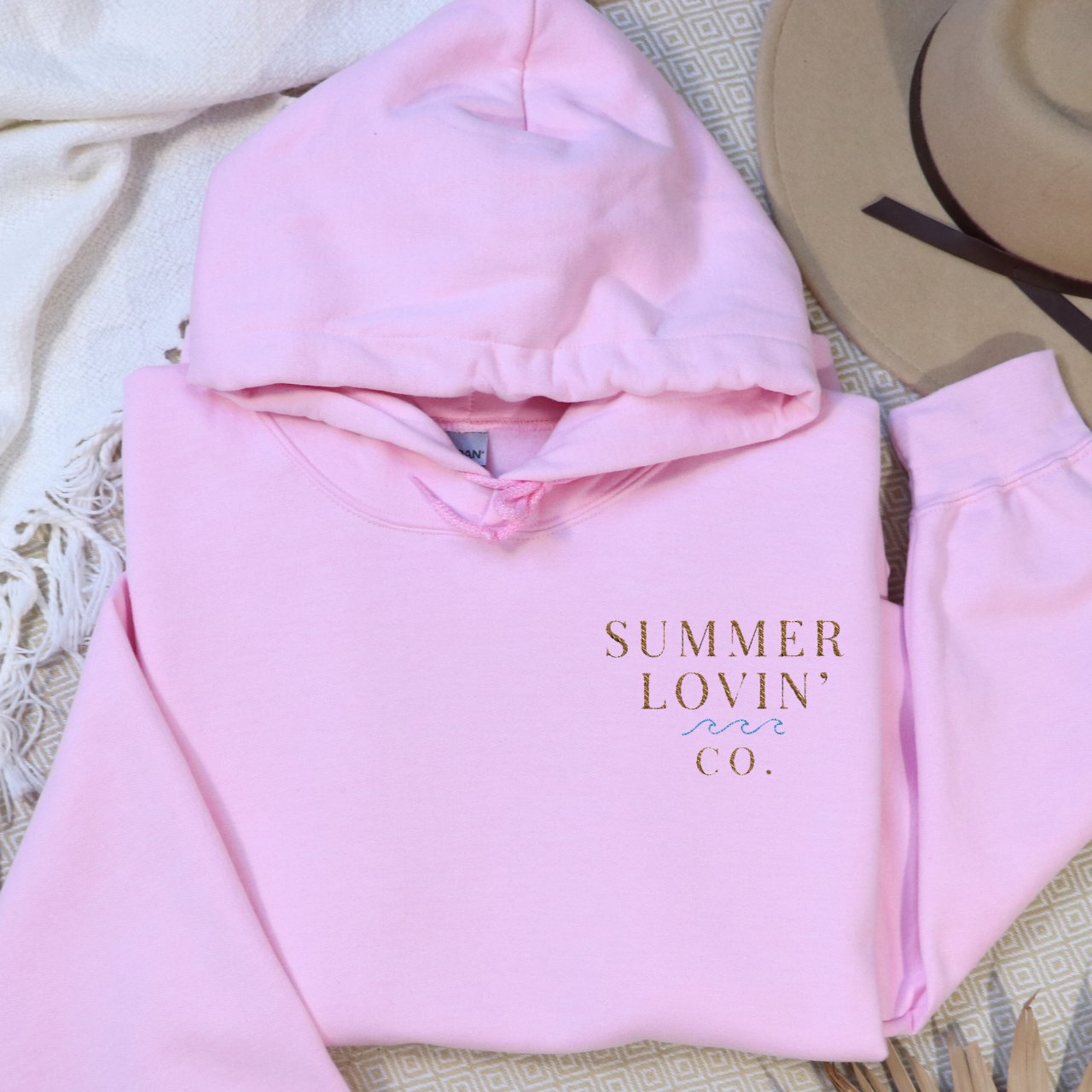 Summer Lovin’ Co. Embroidered Hoodie | Coastal Minimalist Sweatshirt product thumbnail image Summer Lovin’ Co. Embroidered Hoodie | Coastal Minimalist Sweatshirt product thumbnail image