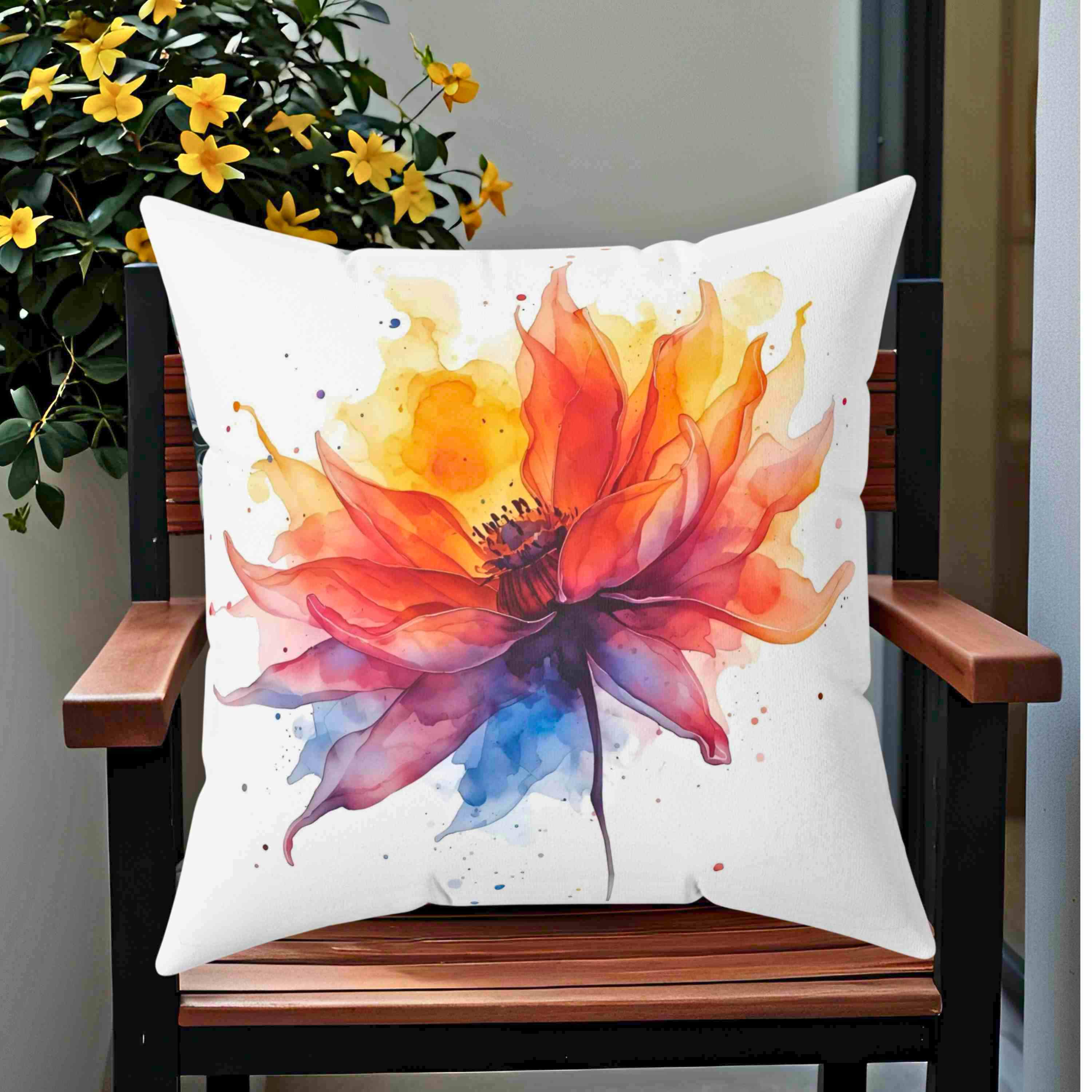 Abstract Floral Pillow – Vibrant Colorful Flower Design That Looks Like It’s on Fire – Bold Artistic Home Décor Accent with Insert product thumbnail image