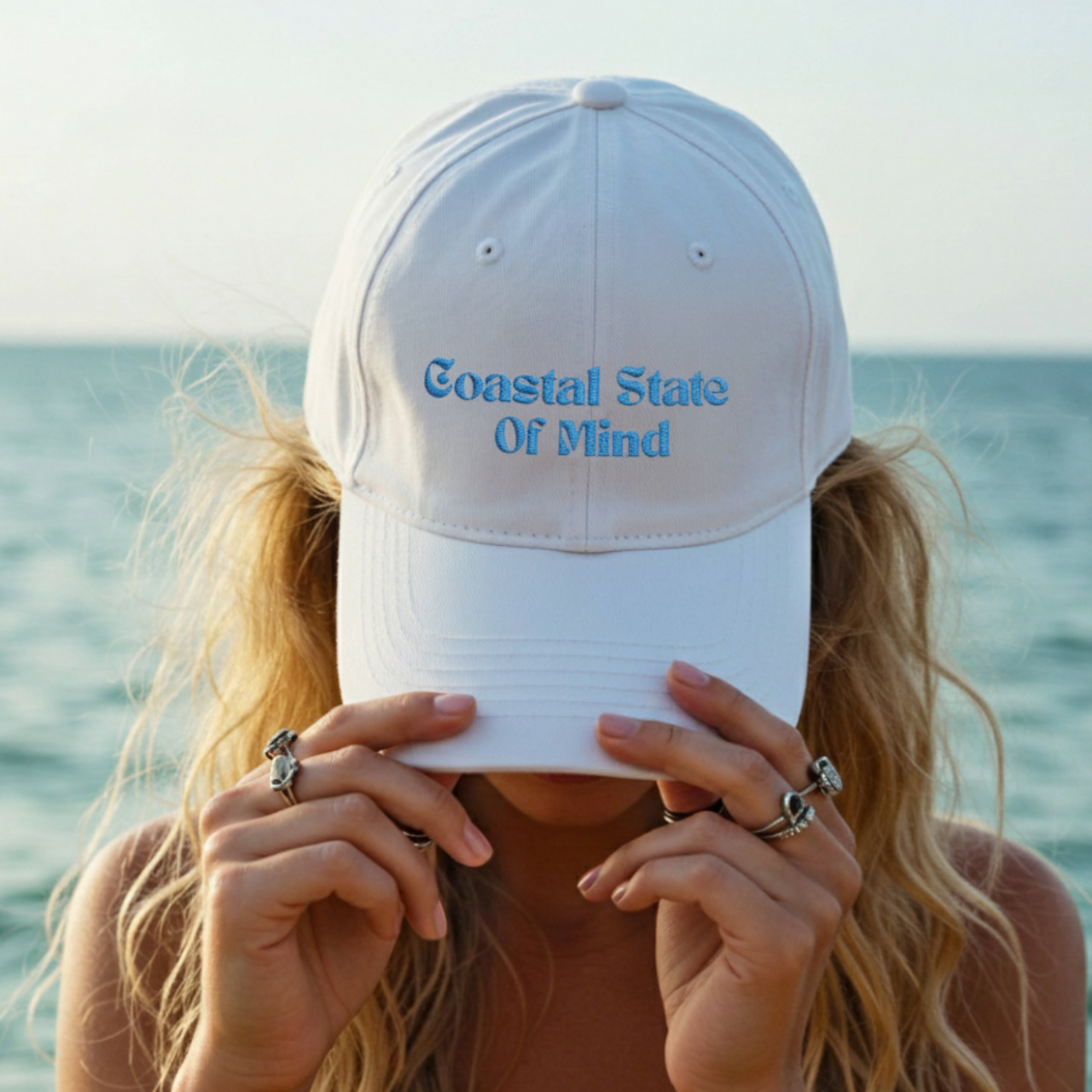 Coastal State of Mind Embroidered Dad Hat | Beach-Inspired Minimalist Cap
