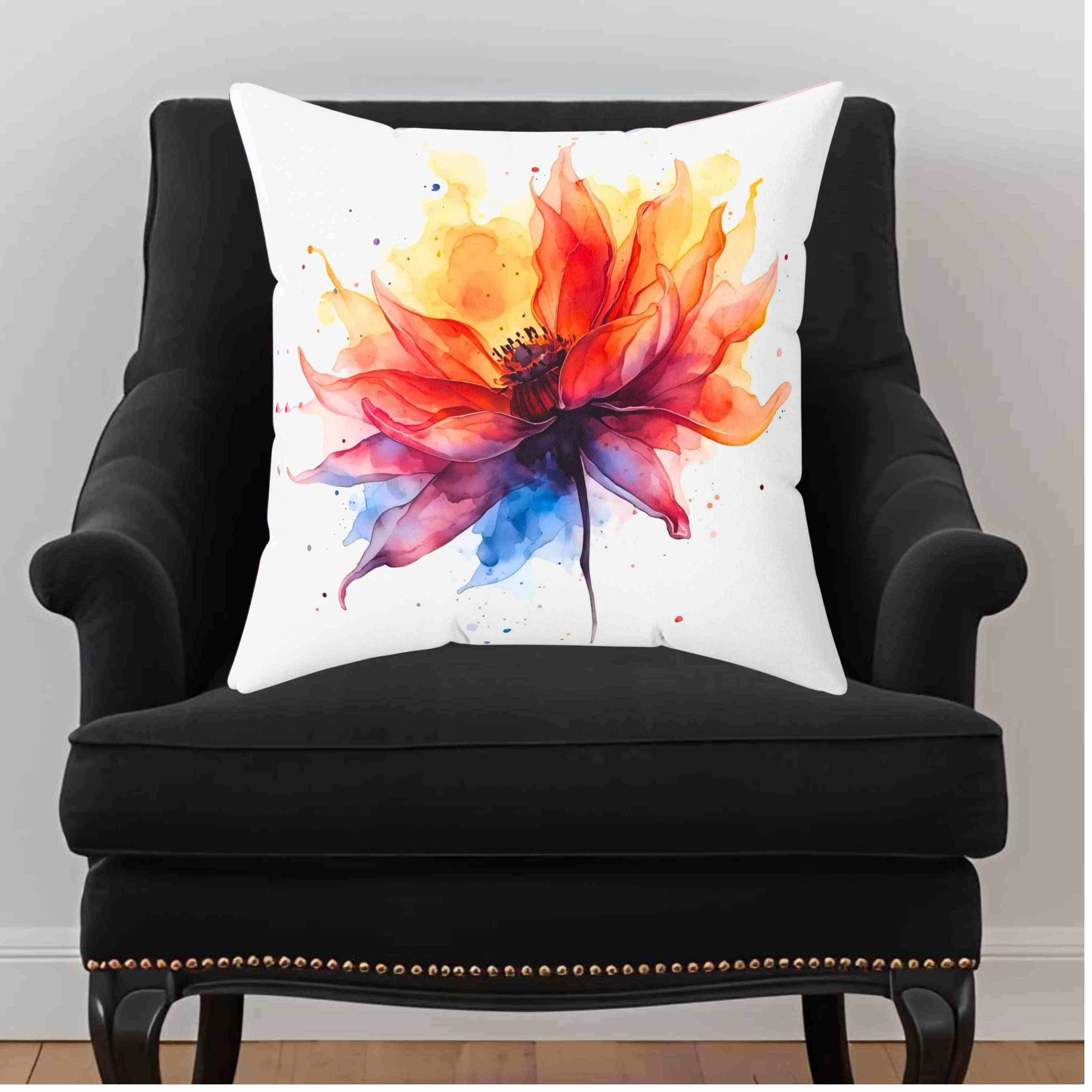 Abstract Floral Pillow – Vibrant Colorful Flower Design That Looks Like It’s on Fire – Bold Artistic Home Décor Accent with Insert product thumbnail image