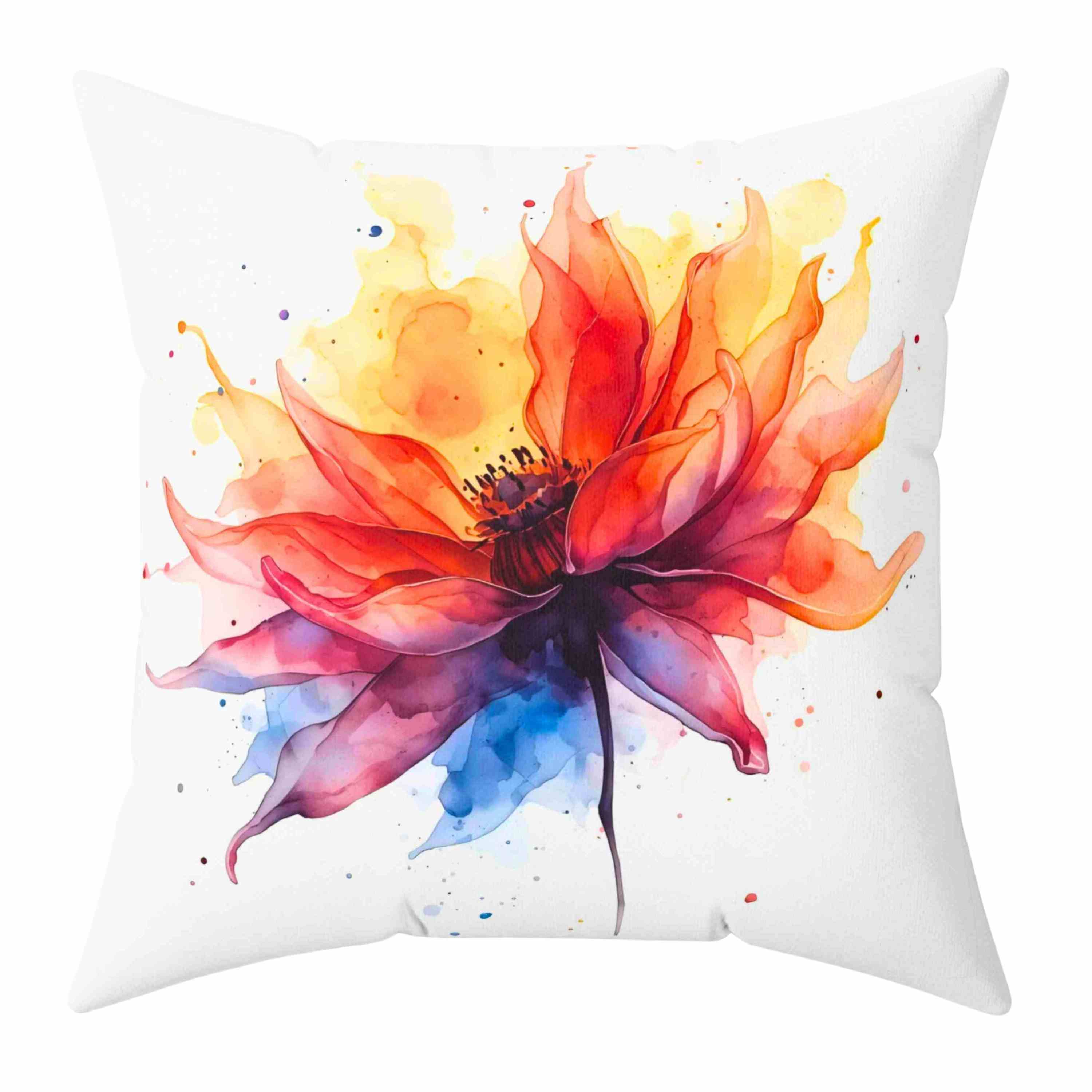 Abstract Floral Pillow – Vibrant Colorful Flower Design That Looks Like It’s on Fire – Bold Artistic Home Décor Accent with Insert product thumbnail image