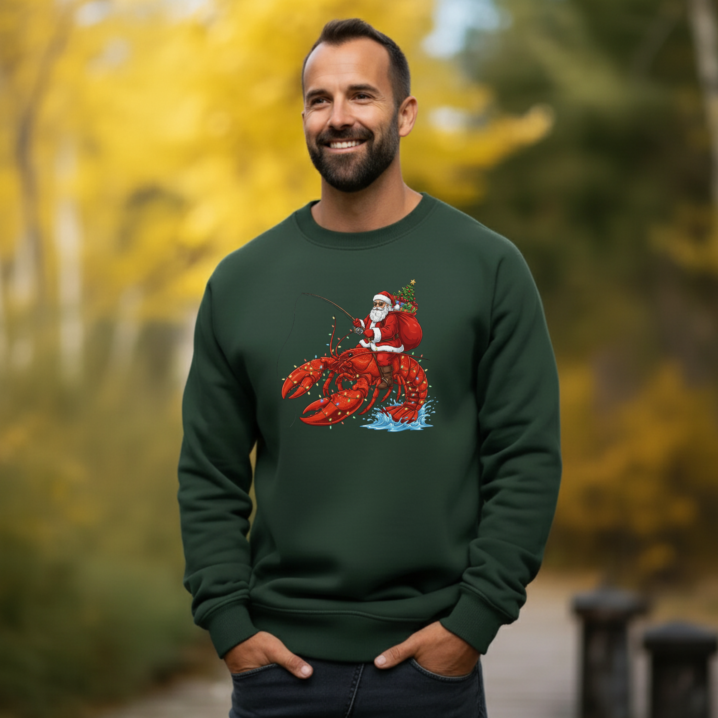 Funny Santa Lobster Sweatshirt product thumbnail image Funny Santa Lobster Sweatshirt product thumbnail image