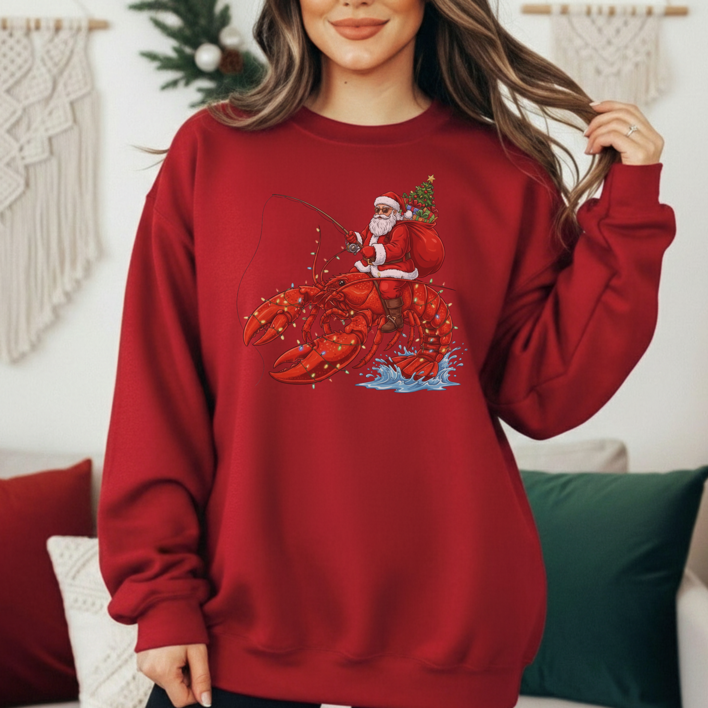Funny Santa Lobster Sweatshirt product thumbnail image Funny Santa Lobster Sweatshirt product thumbnail image