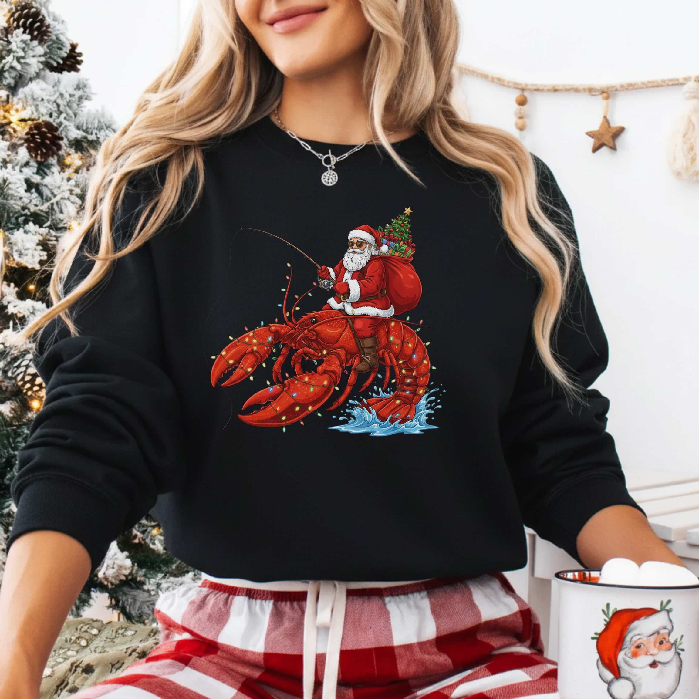 Funny Santa Lobster Sweatshirt product thumbnail image Funny Santa Lobster Sweatshirt product thumbnail image