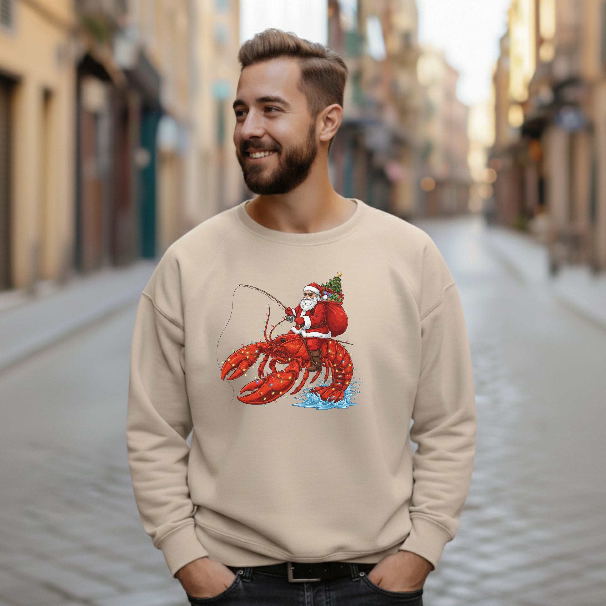 Funny Santa Lobster Sweatshirt product thumbnail image Funny Santa Lobster Sweatshirt product thumbnail image