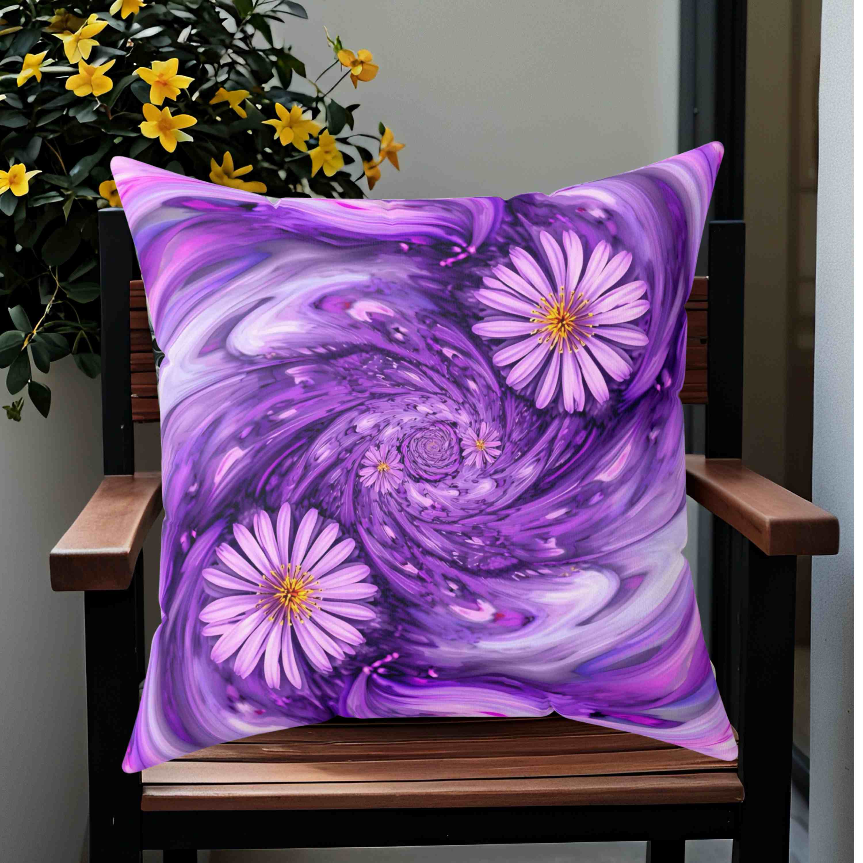 Purple abstract Floral Accent Cushion, Cozy Home Decor, Perfect Gift for Gardening Lovers, Boho Chic Accent, Whimsical Floral Throw Pillow, product thumbnail image