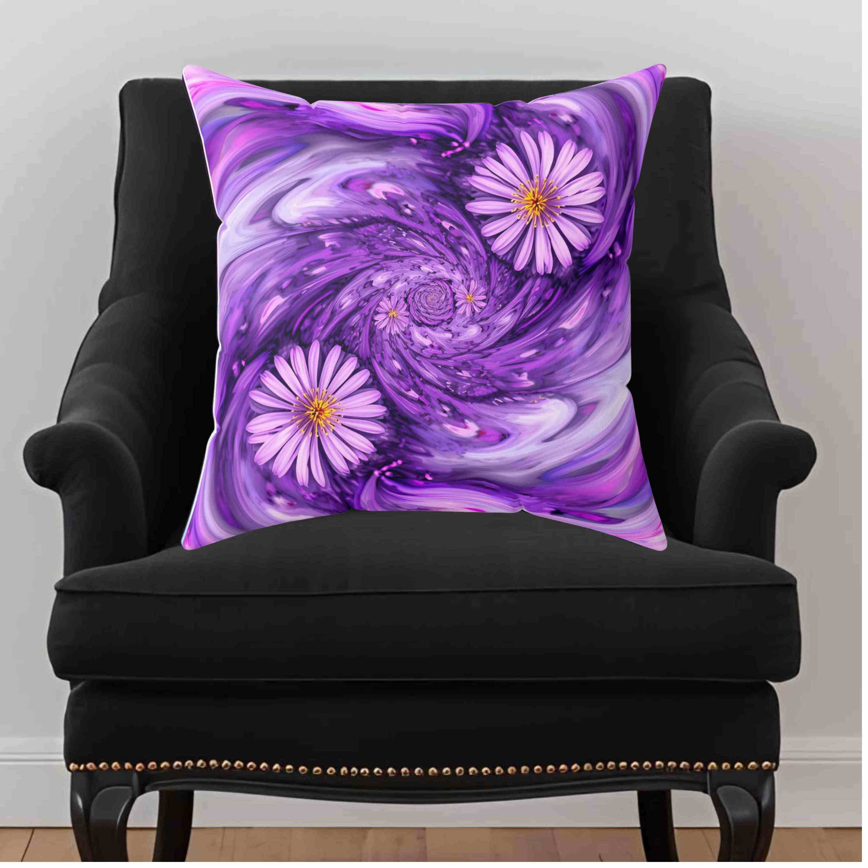 Purple abstract Floral Accent Cushion, Cozy Home Decor, Perfect Gift for Gardening Lovers, Boho Chic Accent, Whimsical Floral Throw Pillow, product thumbnail image