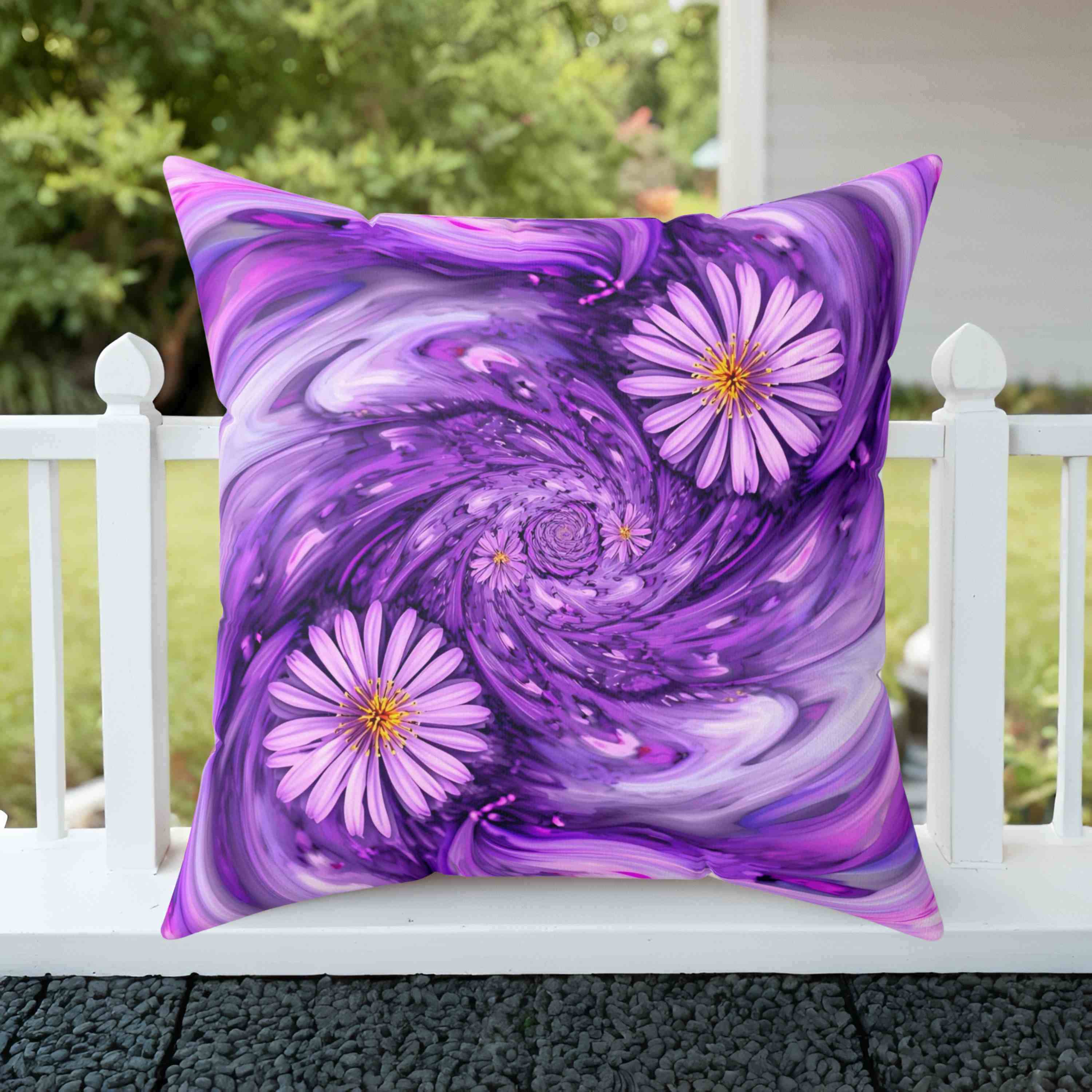 Purple abstract Floral Accent Cushion, Cozy Home Decor, Perfect Gift for Gardening Lovers, Boho Chic Accent, Whimsical Floral Throw Pillow, product thumbnail image