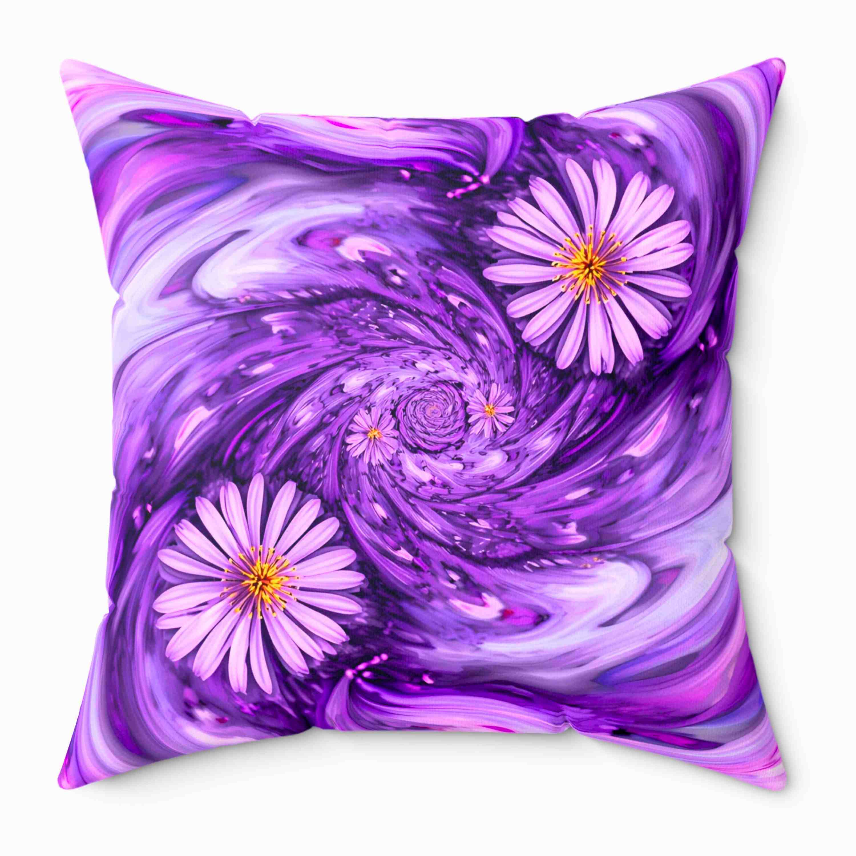 Purple abstract Floral Accent Cushion, Cozy Home Decor, Perfect Gift for Gardening Lovers, Boho Chic Accent, Whimsical Floral Throw Pillow, product thumbnail image
