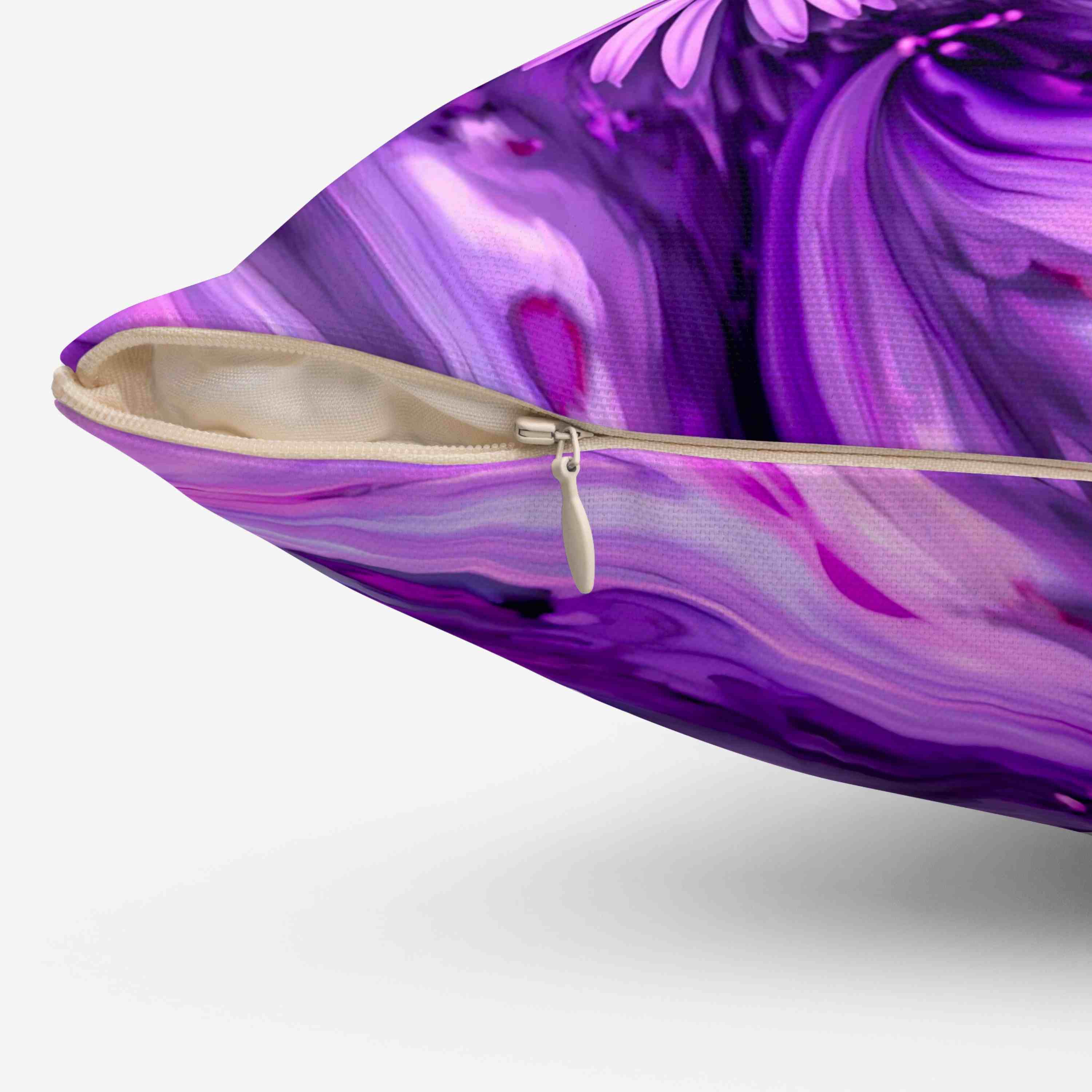 Purple abstract Floral Accent Cushion, Cozy Home Decor, Perfect Gift for Gardening Lovers, Boho Chic Accent, Whimsical Floral Throw Pillow, product thumbnail image