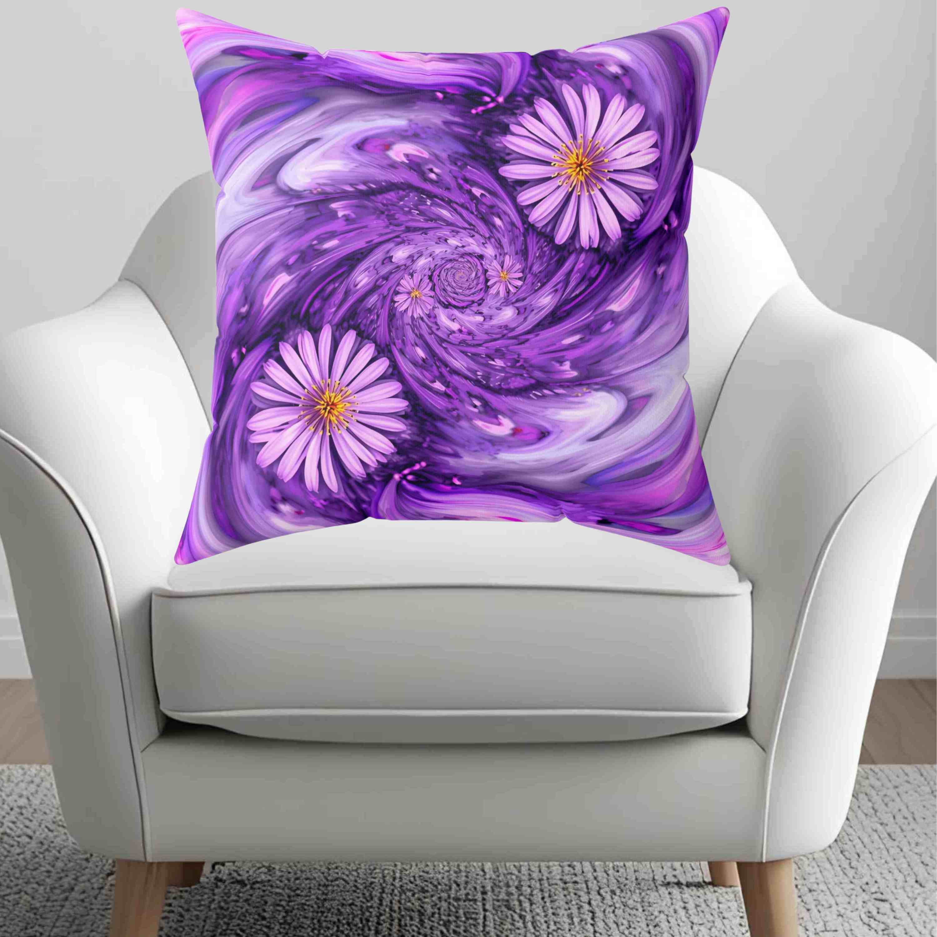 Purple abstract Floral Accent Cushion, Cozy Home Decor, Perfect Gift for Gardening Lovers, Boho Chic Accent, Whimsical Floral Throw Pillow, product thumbnail image