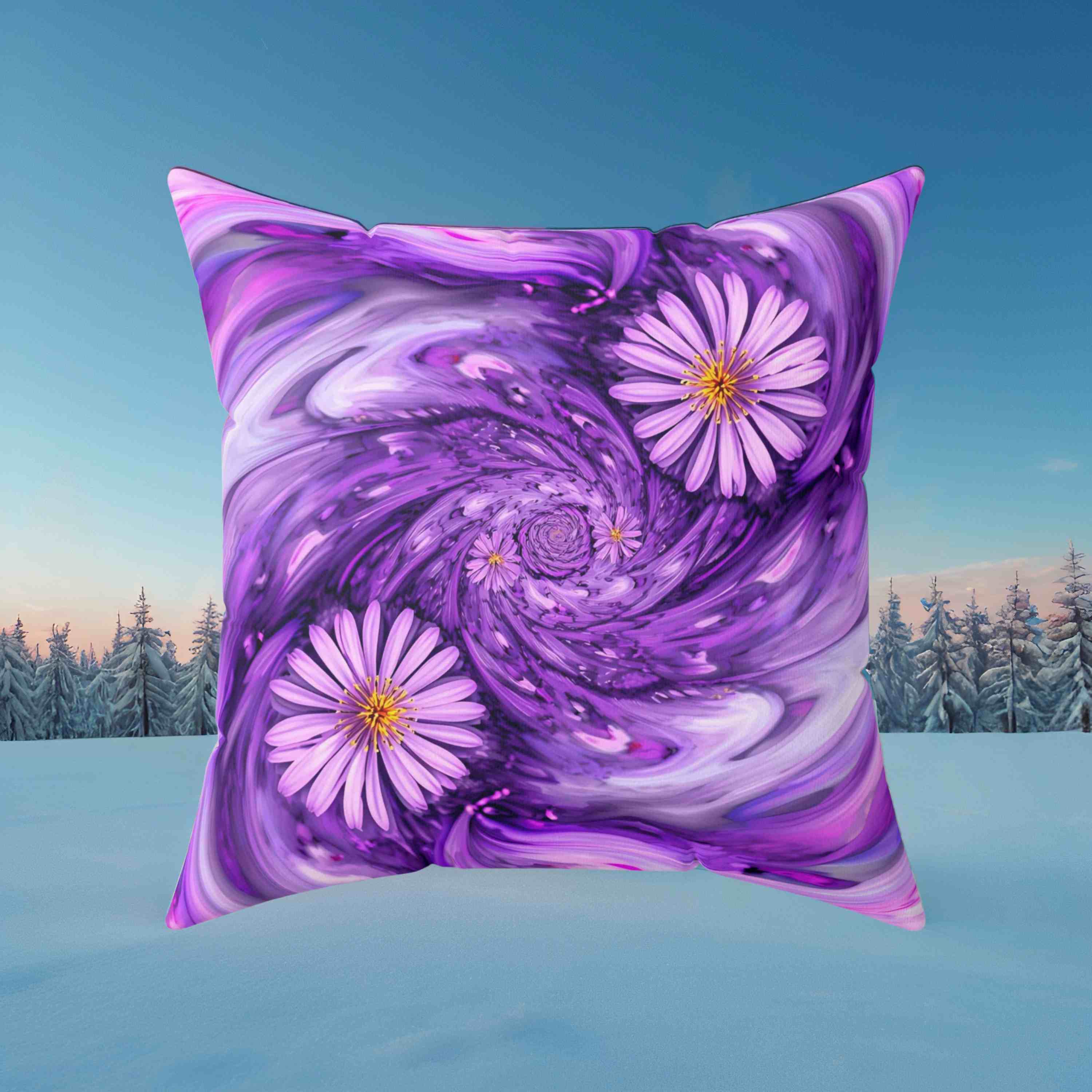 Purple abstract Floral Accent Cushion, Cozy Home Decor, Perfect Gift for Gardening Lovers, Boho Chic Accent, Whimsical Floral Throw Pillow, product thumbnail image