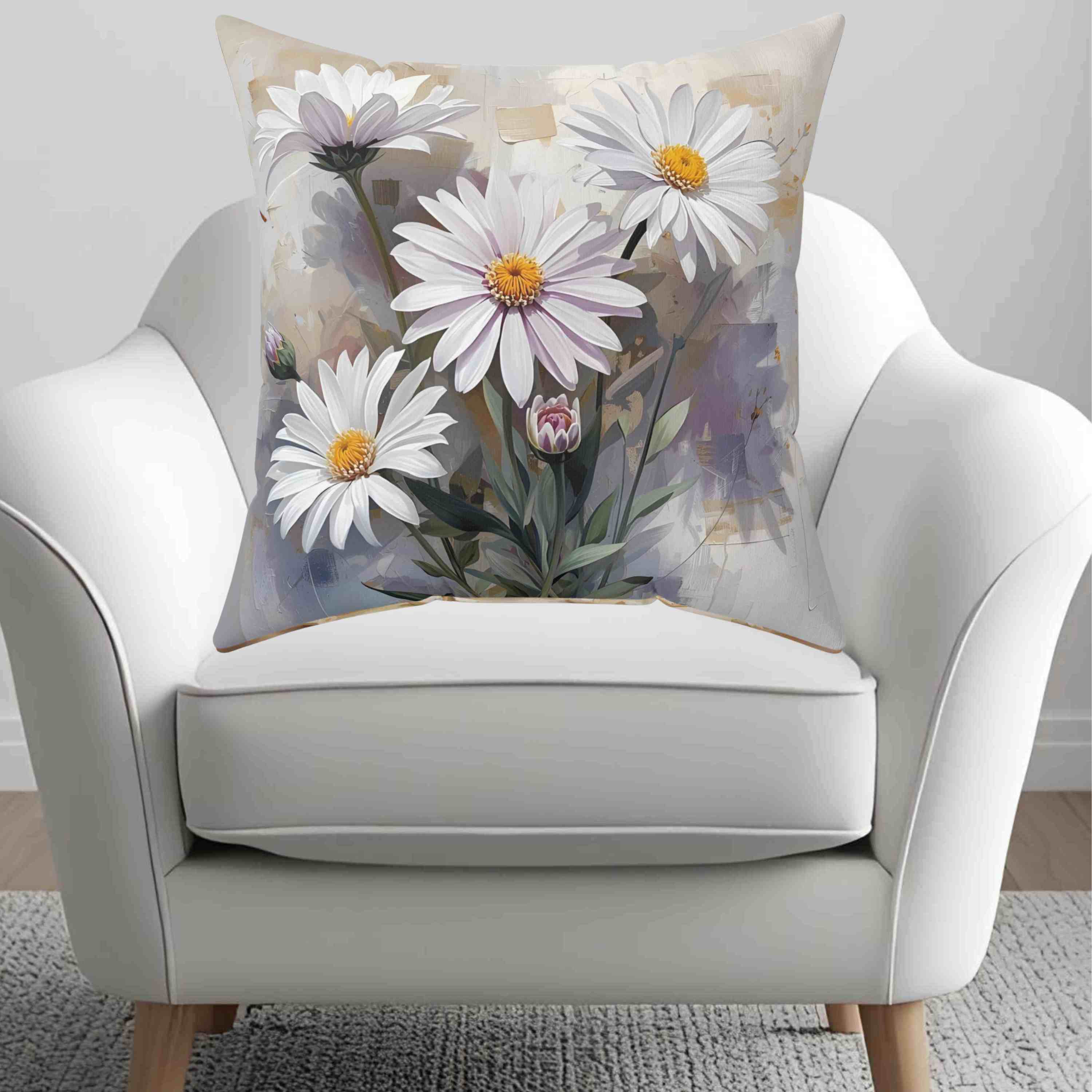 Floral Daisy Throw Pillow, Cozy Home Decor, Bedroom Accent Cushion, Perfect Gift for Flower Lovers, Springtime Decor, Pillow for Relaxation product thumbnail image