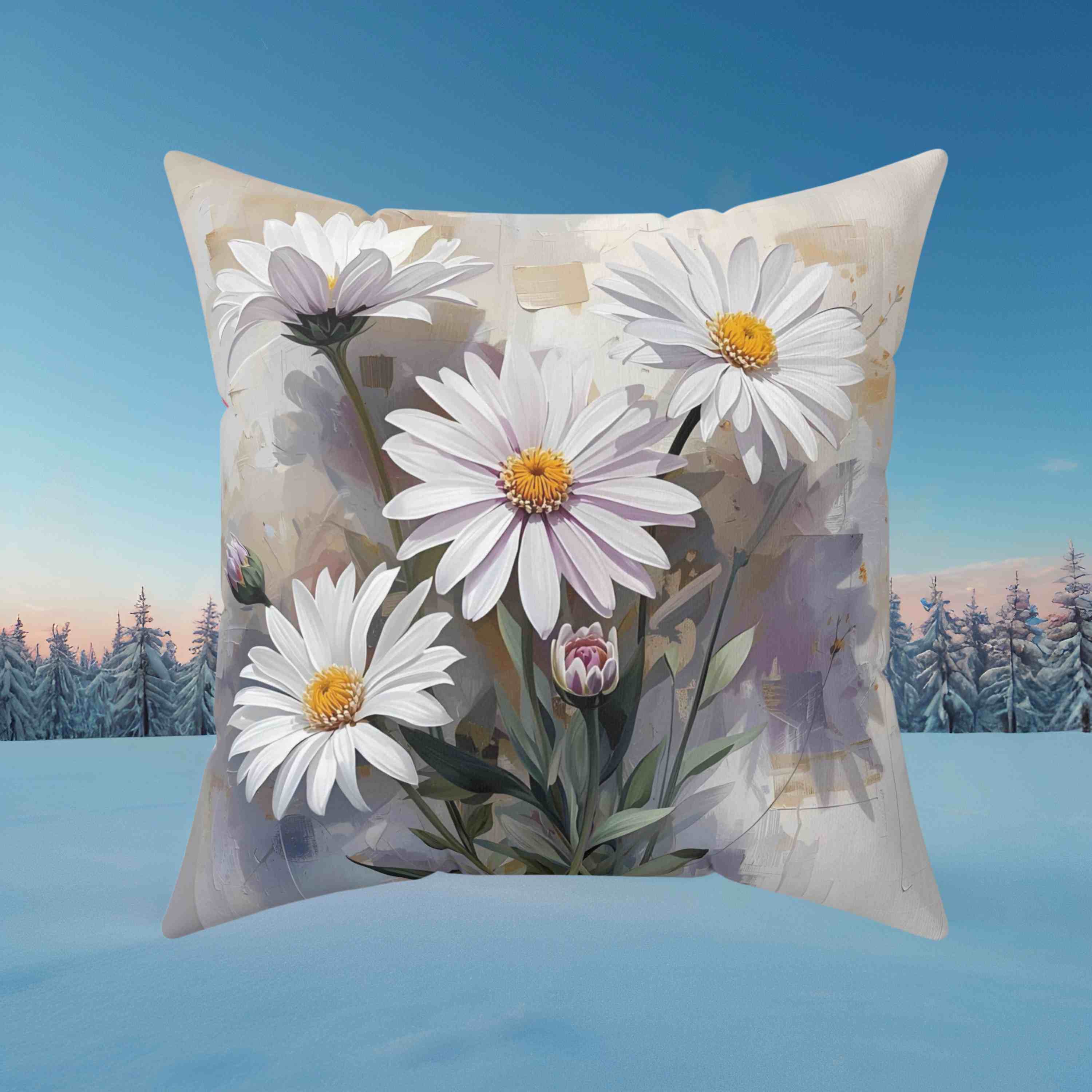 Floral Daisy Throw Pillow, Cozy Home Decor, Bedroom Accent Cushion, Perfect Gift for Flower Lovers, Springtime Decor, Pillow for Relaxation product thumbnail image