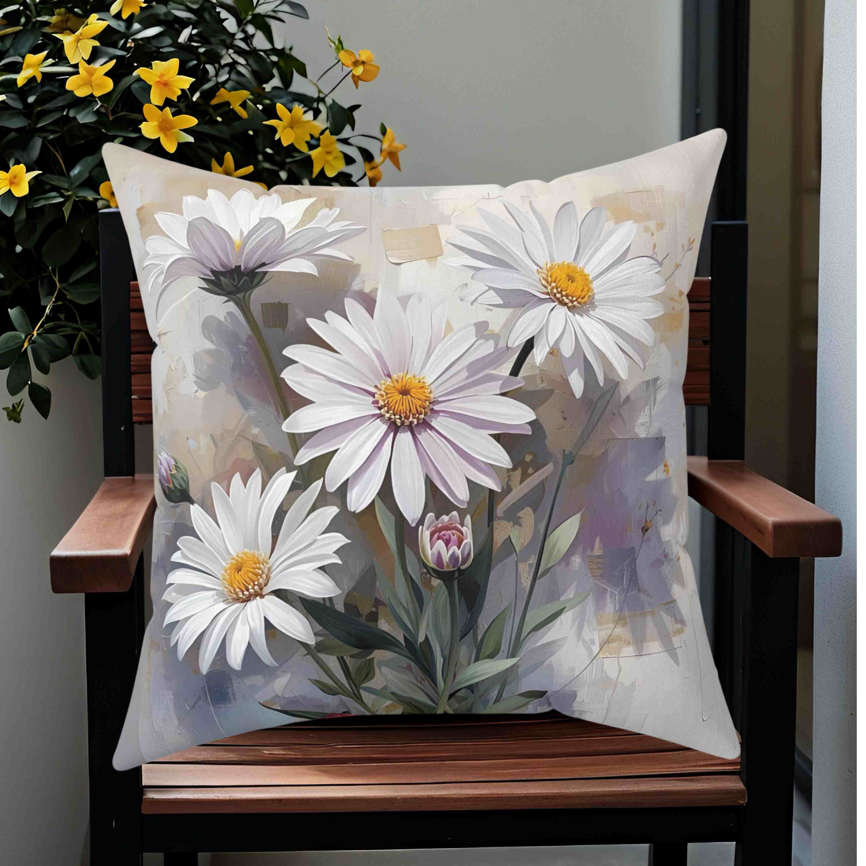 Floral Daisy Throw Pillow, Cozy Home Decor, Bedroom Accent Cushion, Perfect Gift for Flower Lovers, Springtime Decor, Pillow for Relaxation product thumbnail image