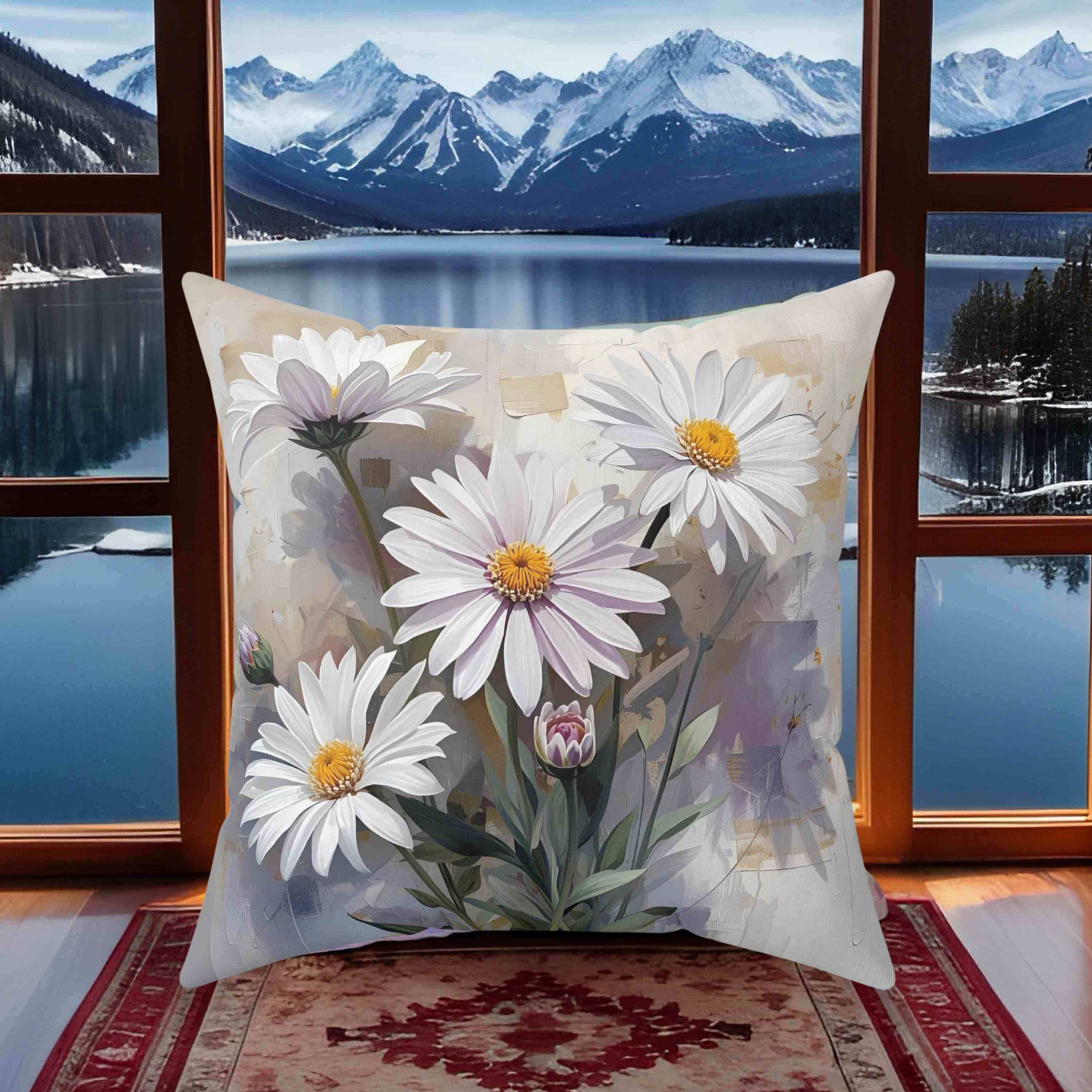 Floral Daisy Throw Pillow, Cozy Home Decor, Bedroom Accent Cushion, Perfect Gift for Flower Lovers, Springtime Decor, Pillow for Relaxation product thumbnail image