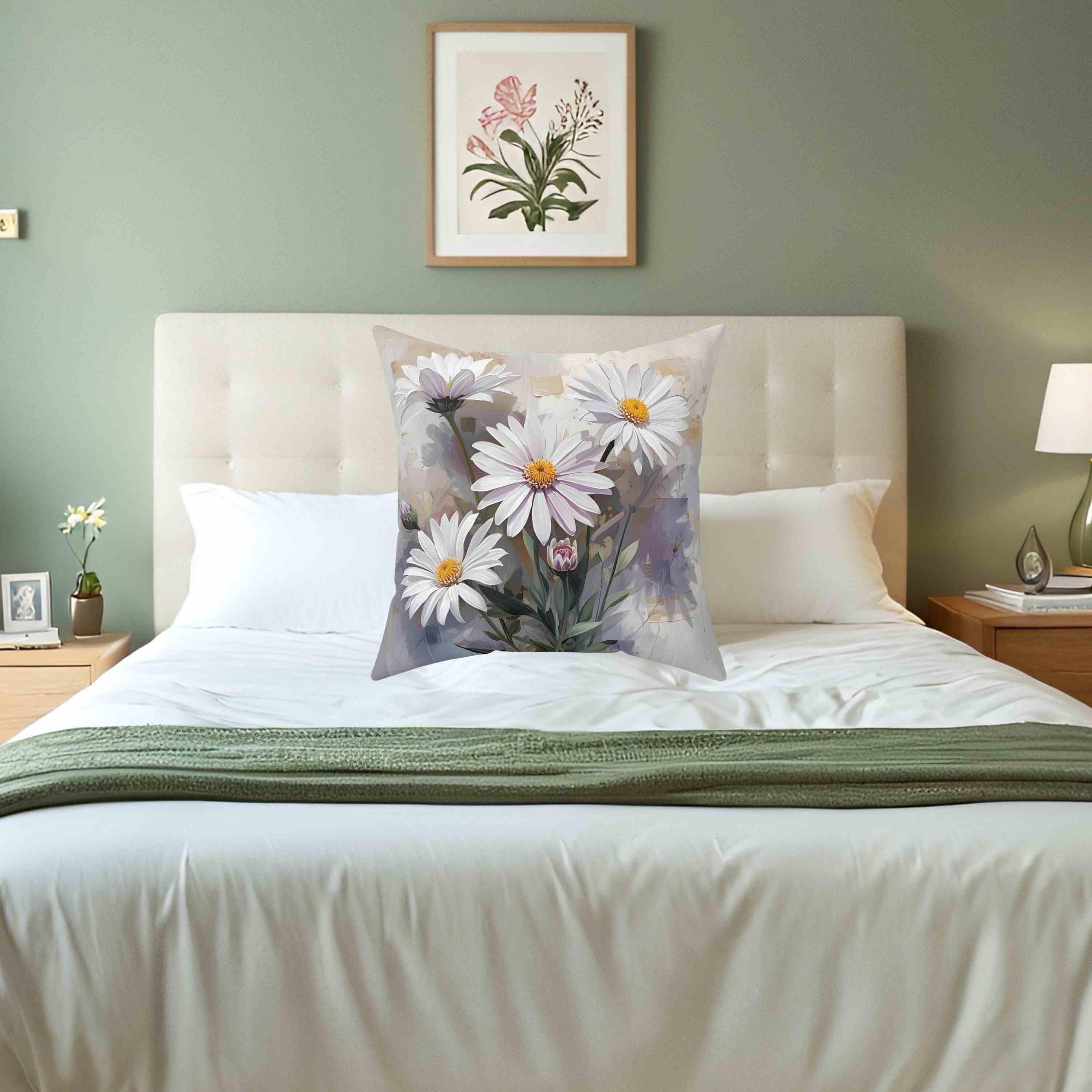 Floral Daisy Throw Pillow, Cozy Home Decor, Bedroom Accent Cushion, Perfect Gift for Flower Lovers, Springtime Decor, Pillow for Relaxation product thumbnail image