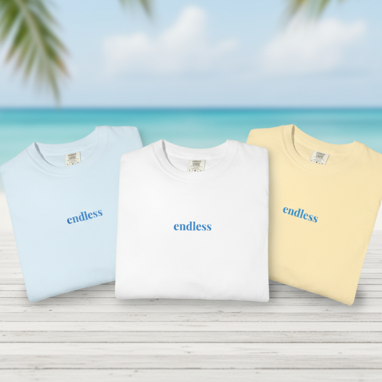 Endless Embroidered T-Shirt | Minimalist Coastal Summer Tee product thumbnail image Endless Embroidered T-Shirt | Minimalist Coastal Summer Tee product thumbnail image