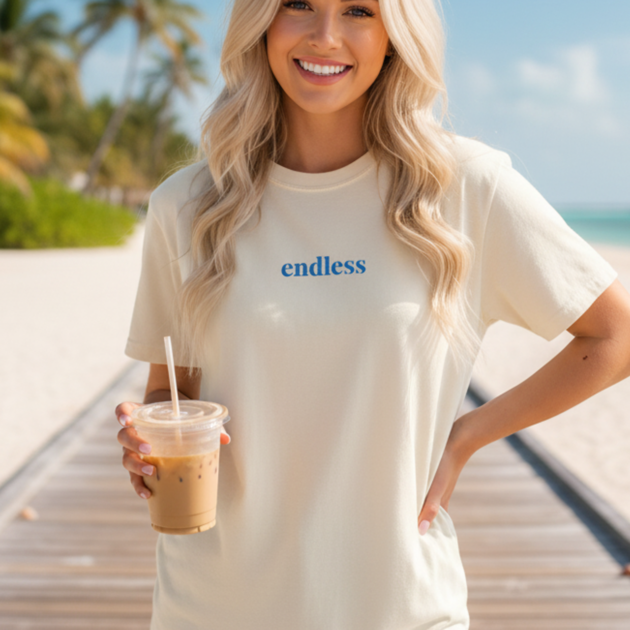 Endless Embroidered T-Shirt | Minimalist Coastal Summer Tee product thumbnail image Endless Embroidered T-Shirt | Minimalist Coastal Summer Tee product thumbnail image
