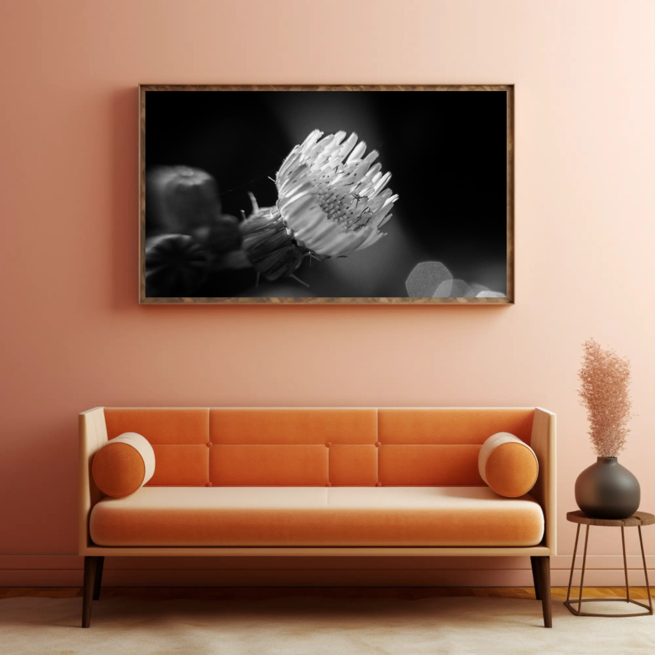Monochrome Flower Art Print with Passepartout Frame product thumbnail image Monochrome Flower Art Print with Passepartout Frame product thumbnail image