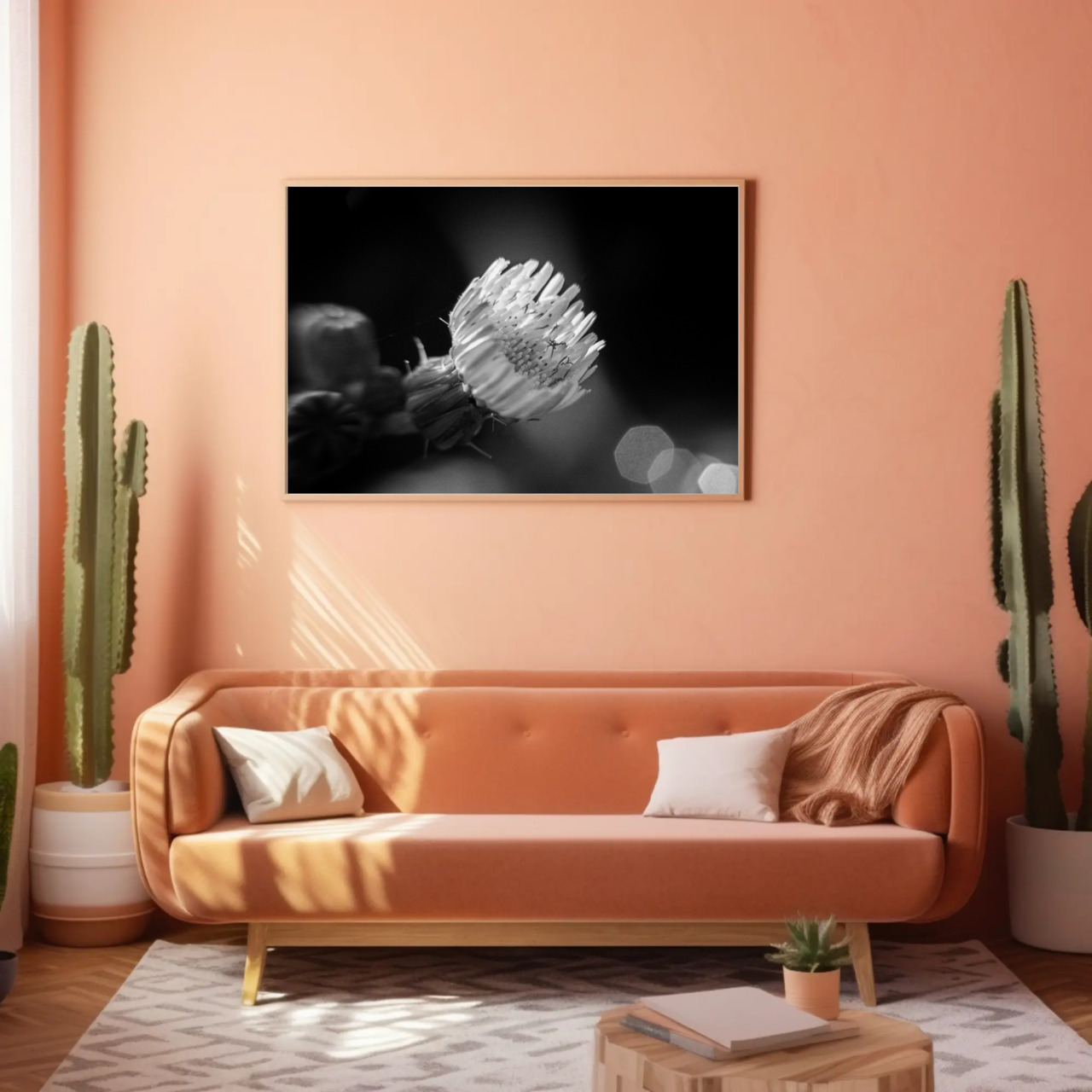 Monochrome Flower Art Print with Passepartout Frame product thumbnail image
