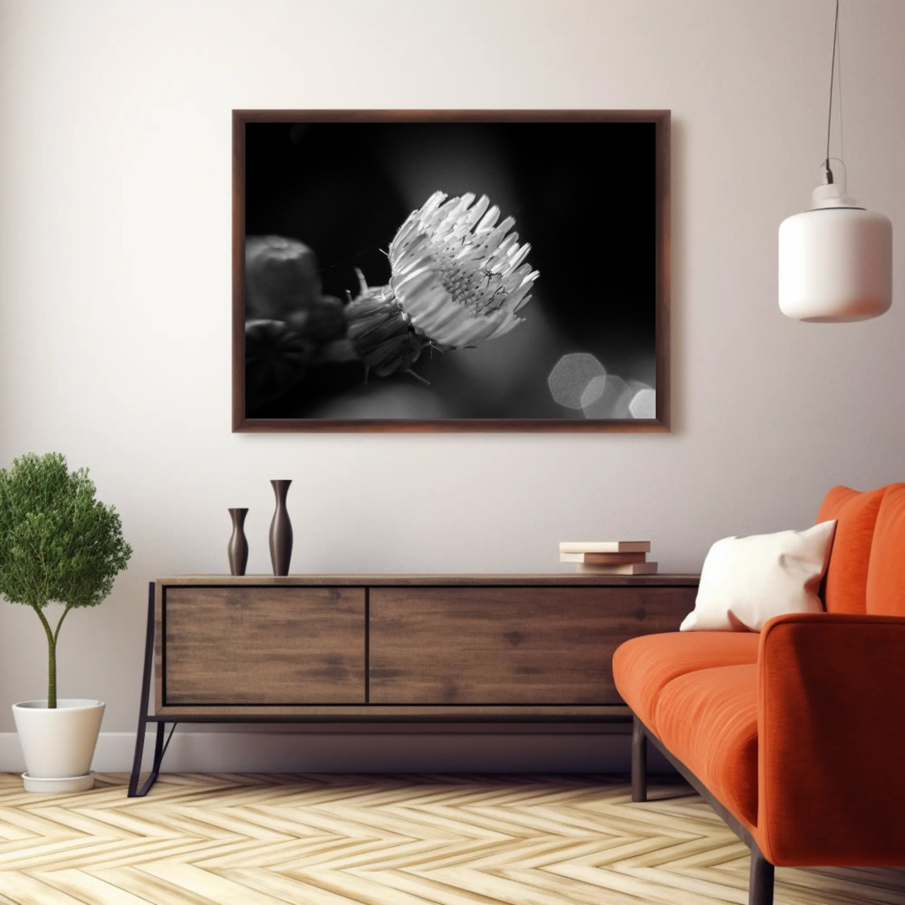 Monochrome Flower Art Print with Passepartout Frame product thumbnail image Monochrome Flower Art Print with Passepartout Frame product thumbnail image