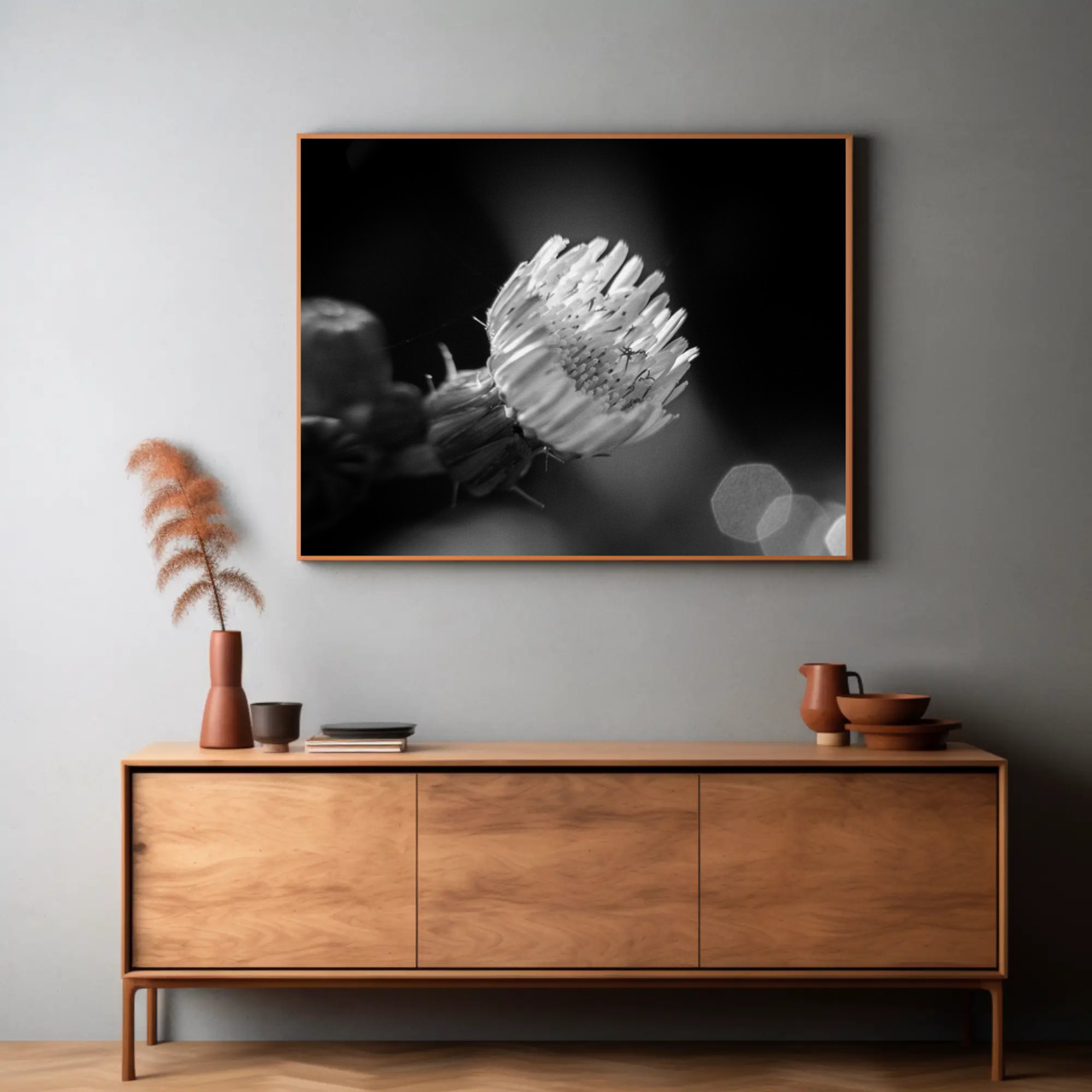 Monochrome Flower Art Print with Passepartout Frame product thumbnail image