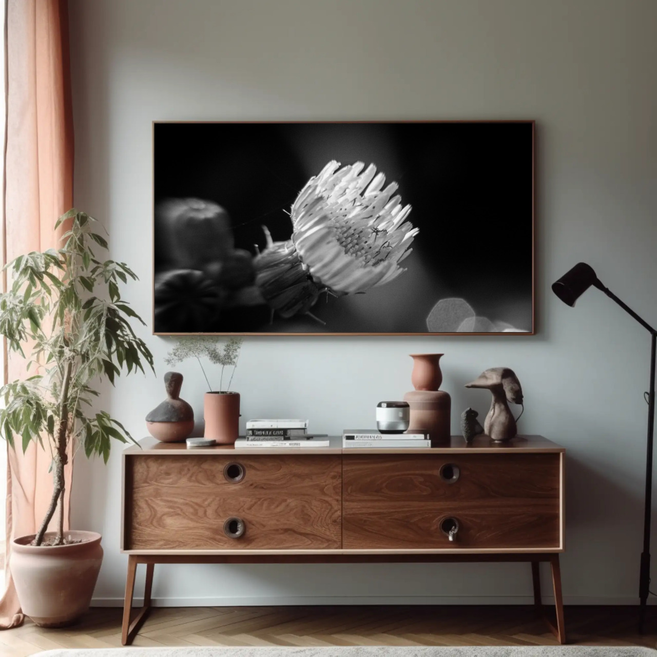 Monochrome Flower Art Print with Passepartout Frame product thumbnail image Monochrome Flower Art Print with Passepartout Frame product thumbnail image