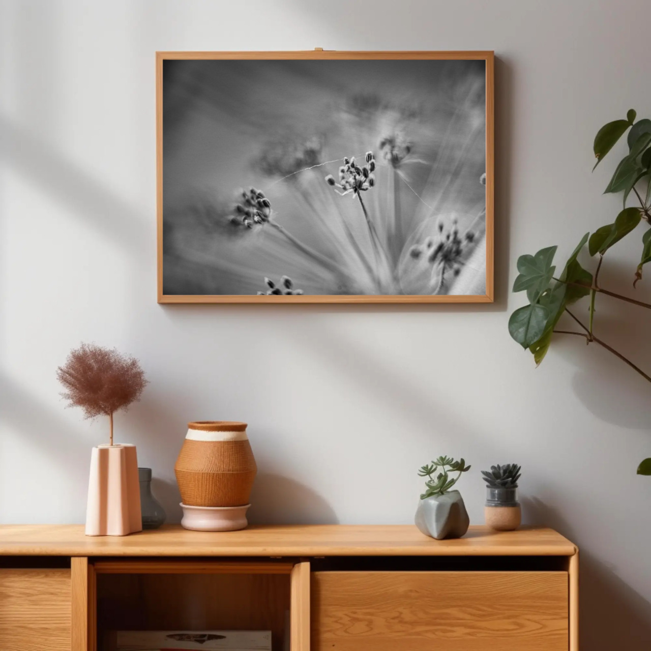 Black and White Floral Art Print with Passepartout Frame product thumbnail image Black and White Floral Art Print with Passepartout Frame product thumbnail image