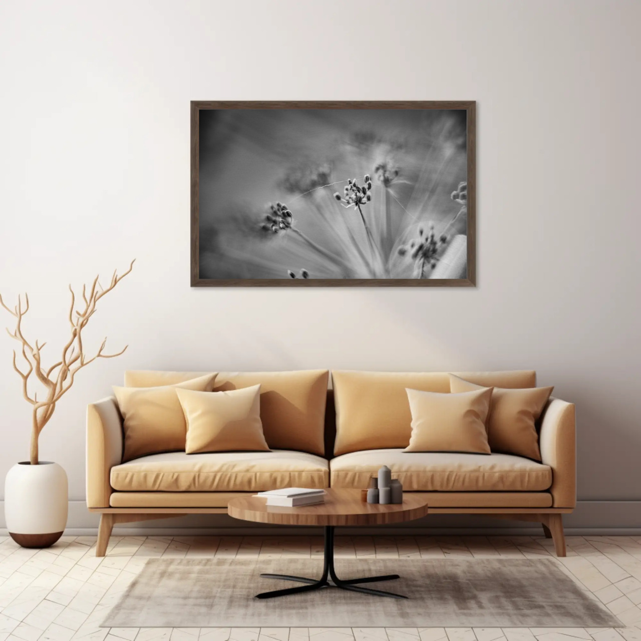 Black and White Floral Art Print with Passepartout Frame product thumbnail image Black and White Floral Art Print with Passepartout Frame product thumbnail image