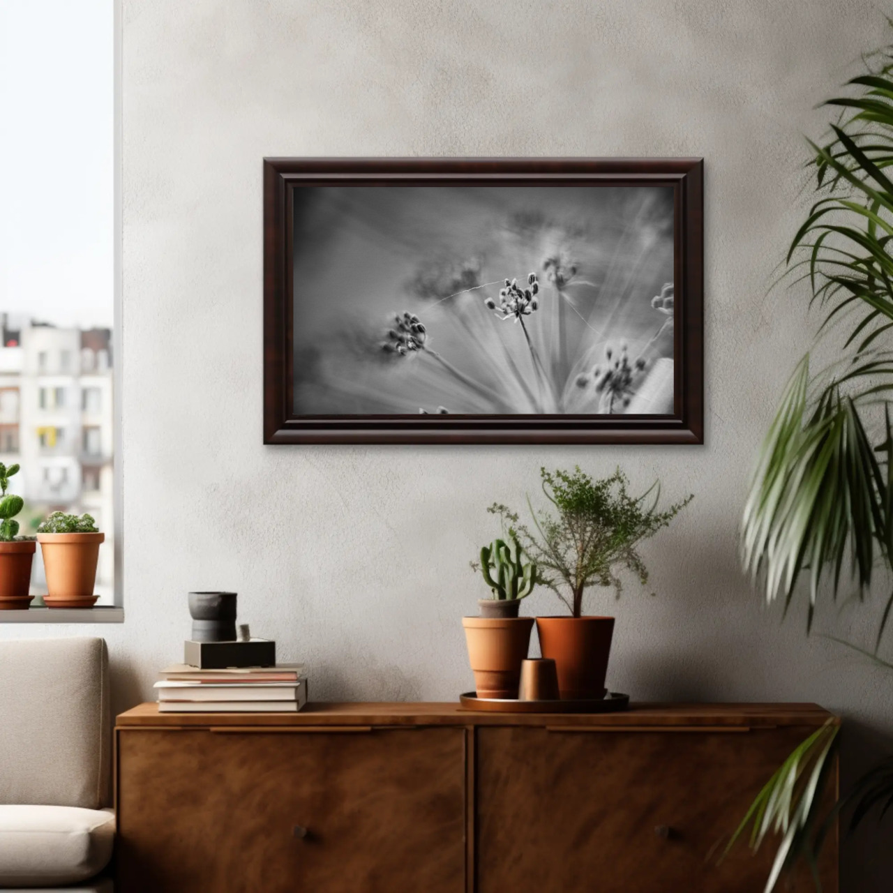 Black and White Floral Art Print with Passepartout Frame product thumbnail image Black and White Floral Art Print with Passepartout Frame product thumbnail image