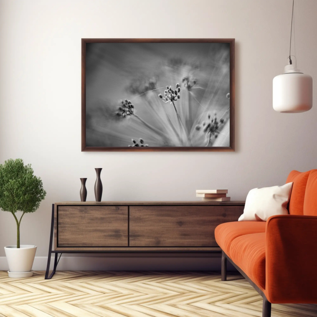 Black and White Floral Art Print with Passepartout Frame product thumbnail image Black and White Floral Art Print with Passepartout Frame product thumbnail image