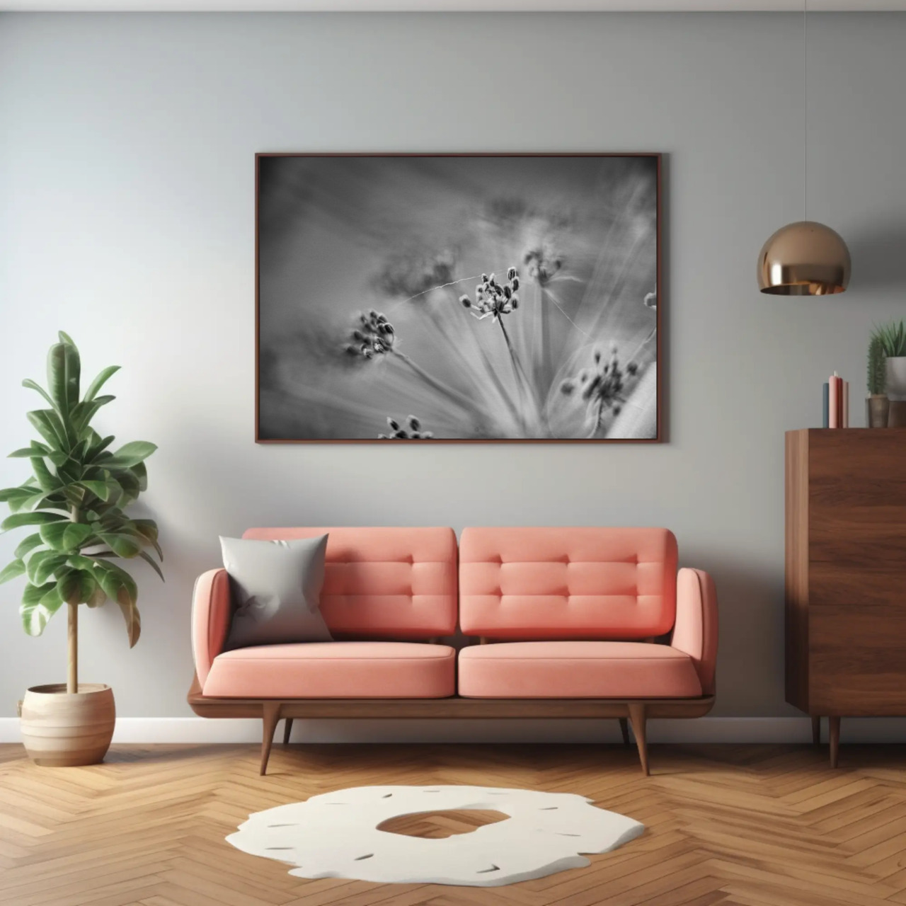 Black and White Floral Art Print with Passepartout Frame product thumbnail image Black and White Floral Art Print with Passepartout Frame product thumbnail image