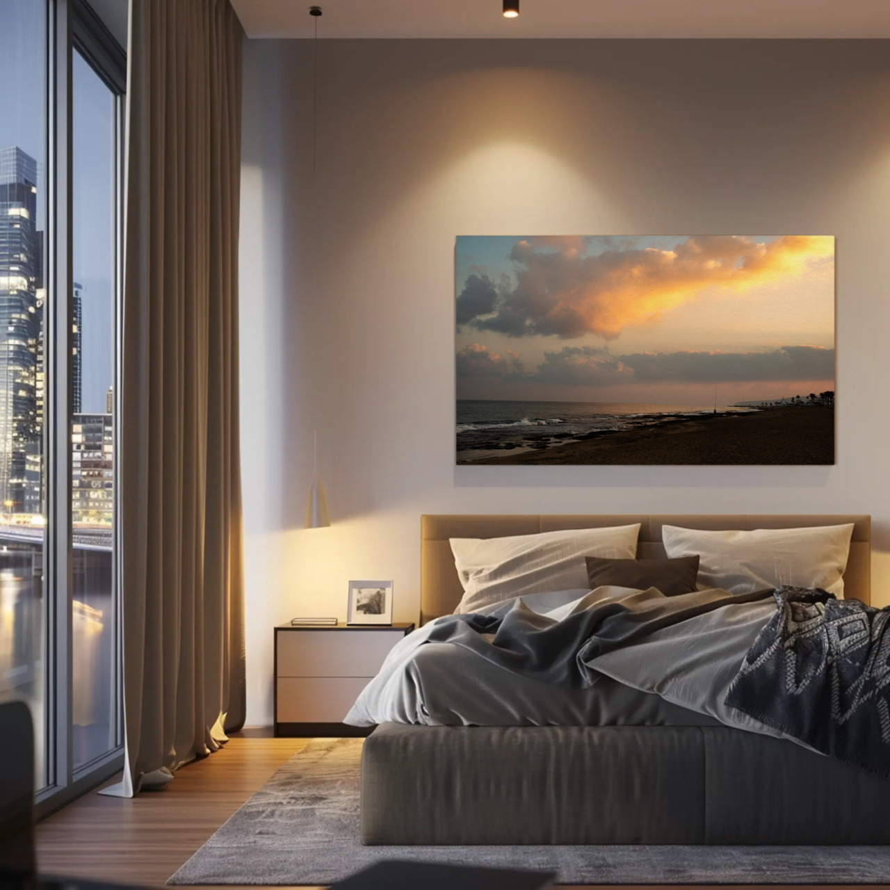 Sunset Beach Fine Art Print - Passepartout Framed Wall Art product thumbnail image