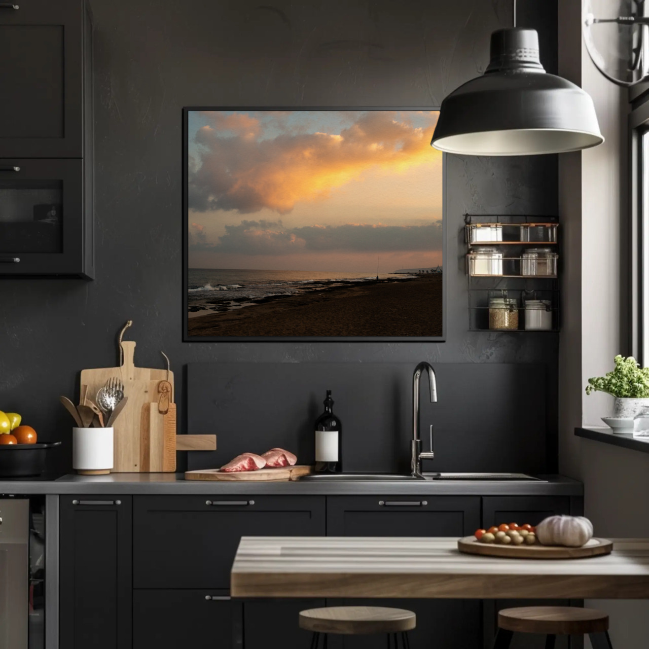 Sunset Beach Fine Art Print - Passepartout Framed Wall Art product thumbnail image