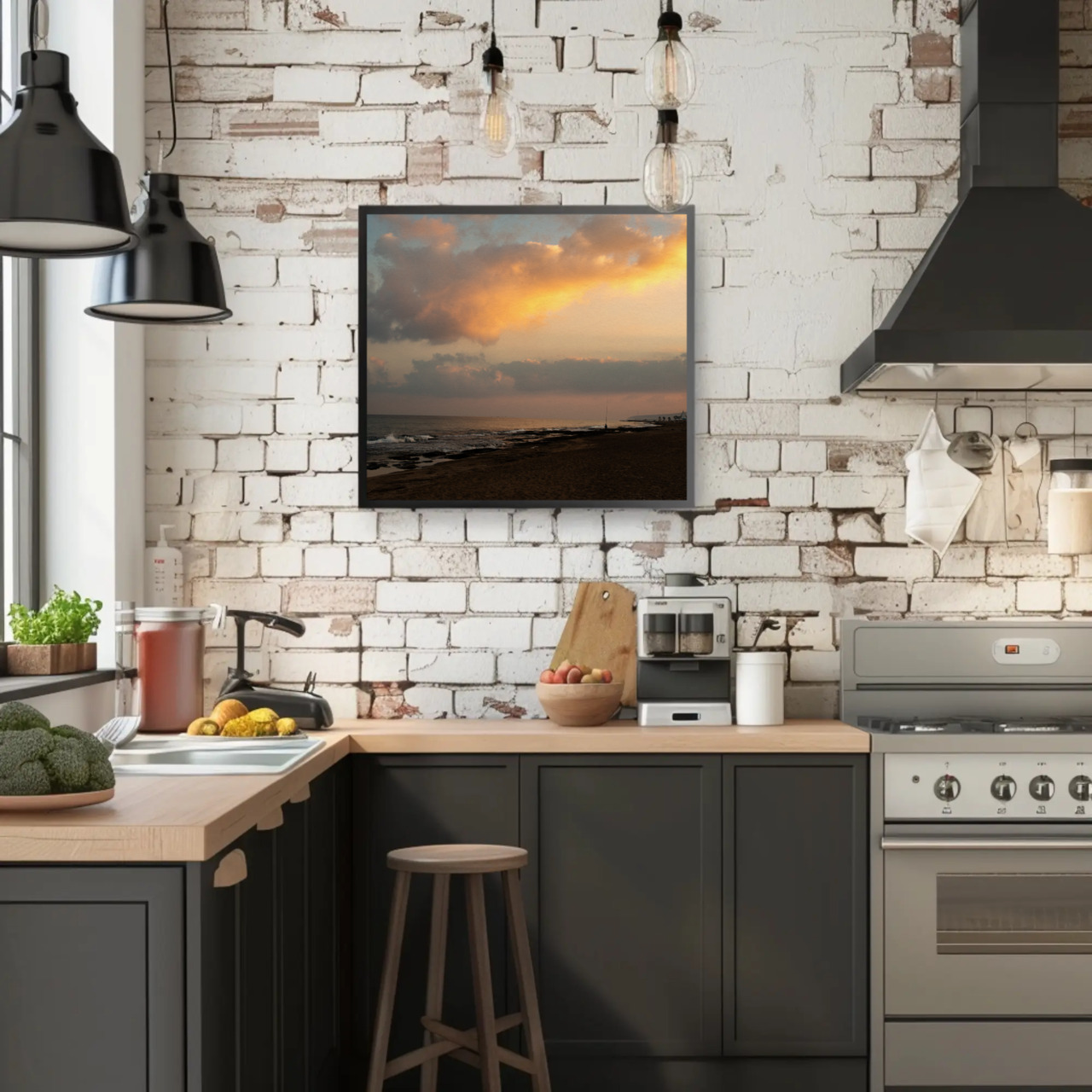 Sunset Beach Fine Art Print - Passepartout Framed Wall Art product thumbnail image